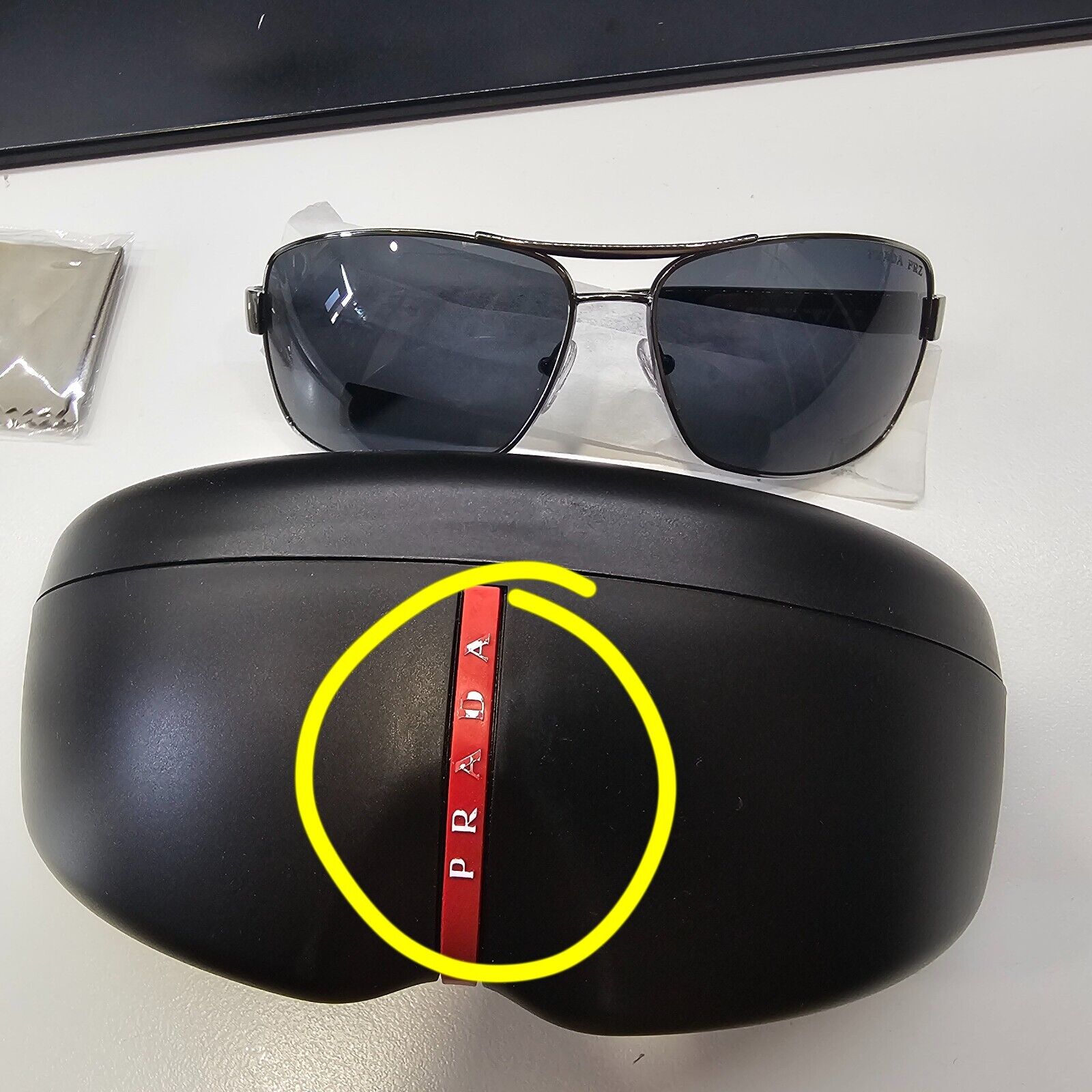 Prada Sunglasses Polarised Navigator Gunmetal Black PS54IS SPS 54I 5AV-5Z1 [a]