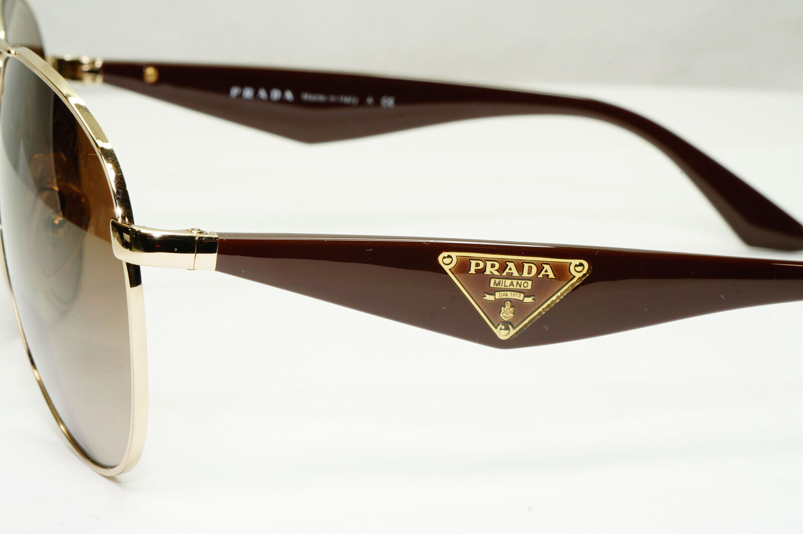 Prada Sunglasses Triangle Logo Pilot Gold Brown Gradient PR53QS SPR 53Q ZVN-1X1