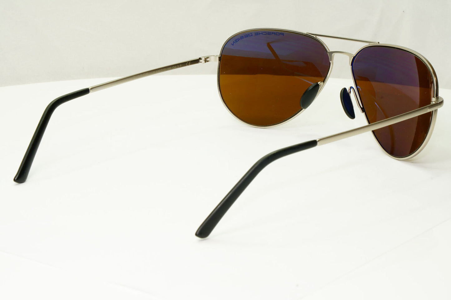 Porsche Design Polarised Sunglasses Brown Pilot Palladium Silver P8508 M 60mm