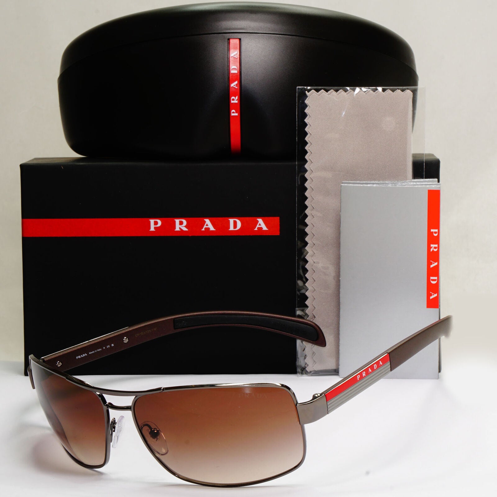 Prada Sunglasses Brown Gradient Wrap Navigator Square PS54IS SPS 54I 5AV-6S1