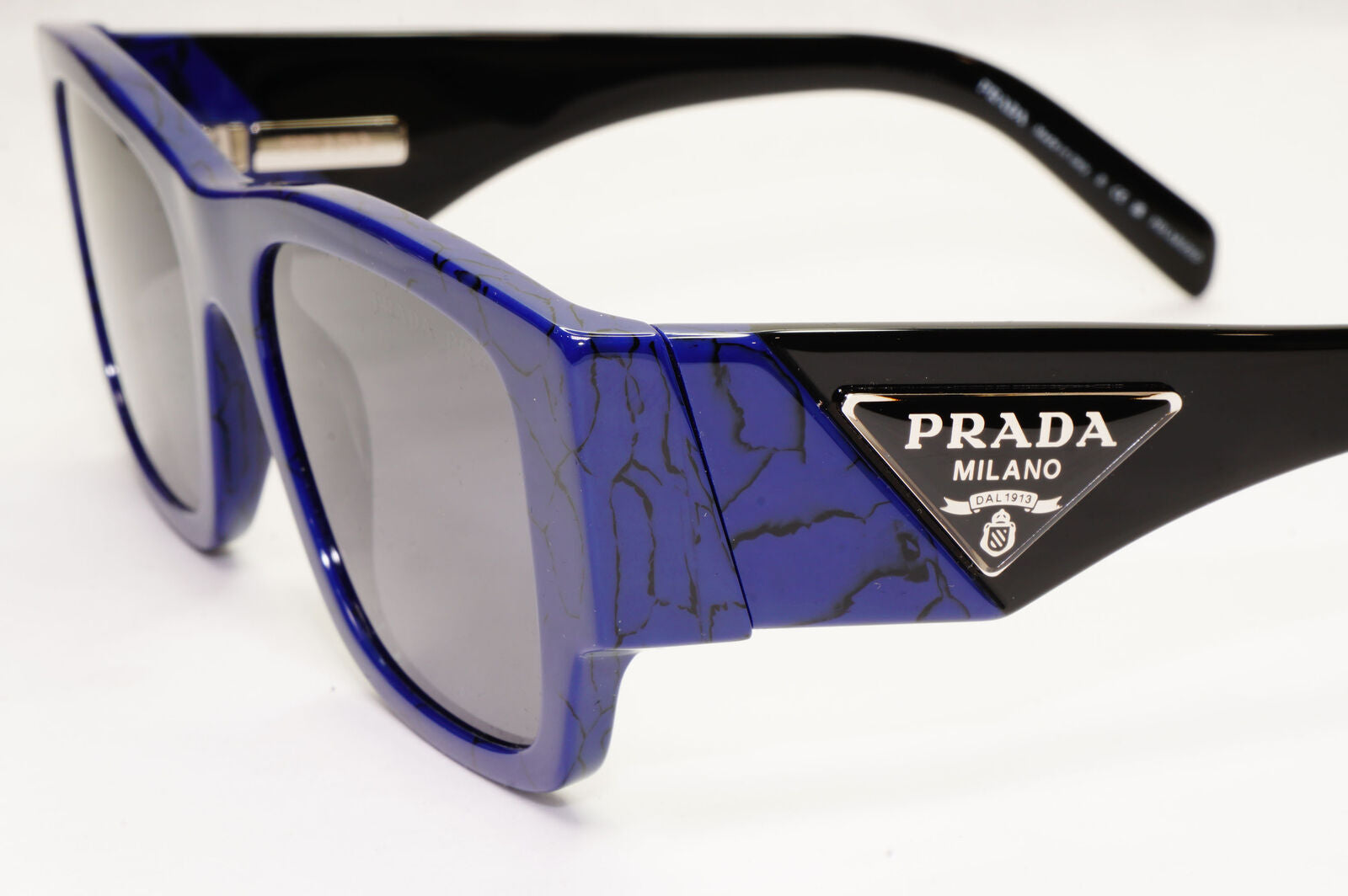 Prada Triangle Sunglasses Black Blue Polarized PR10ZS SPR 10Z 18D-5Z1