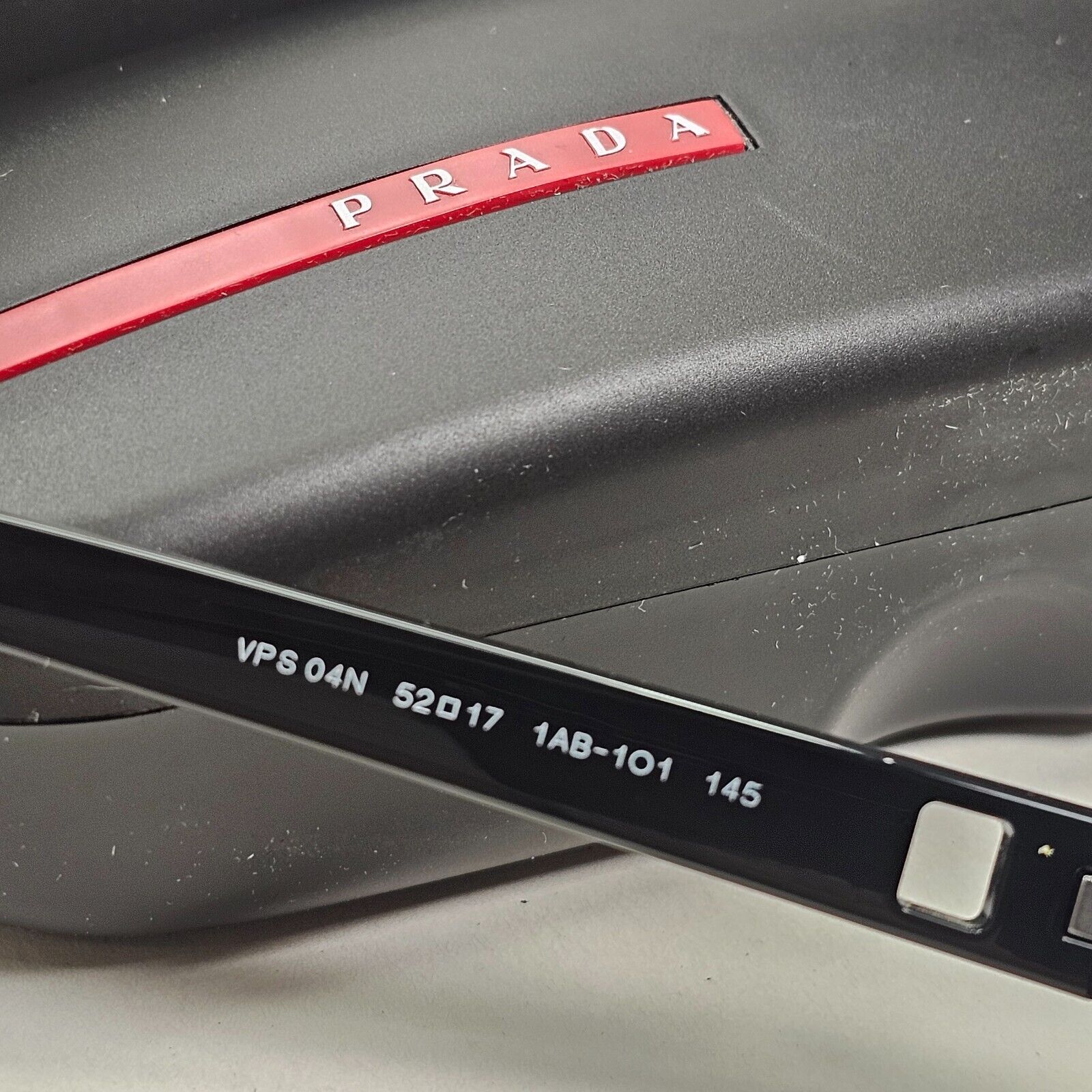 Prada Sunglasses Black Glossy Square Linea Rossa PS04NV VPS 04N 1AB-1O1 52mm