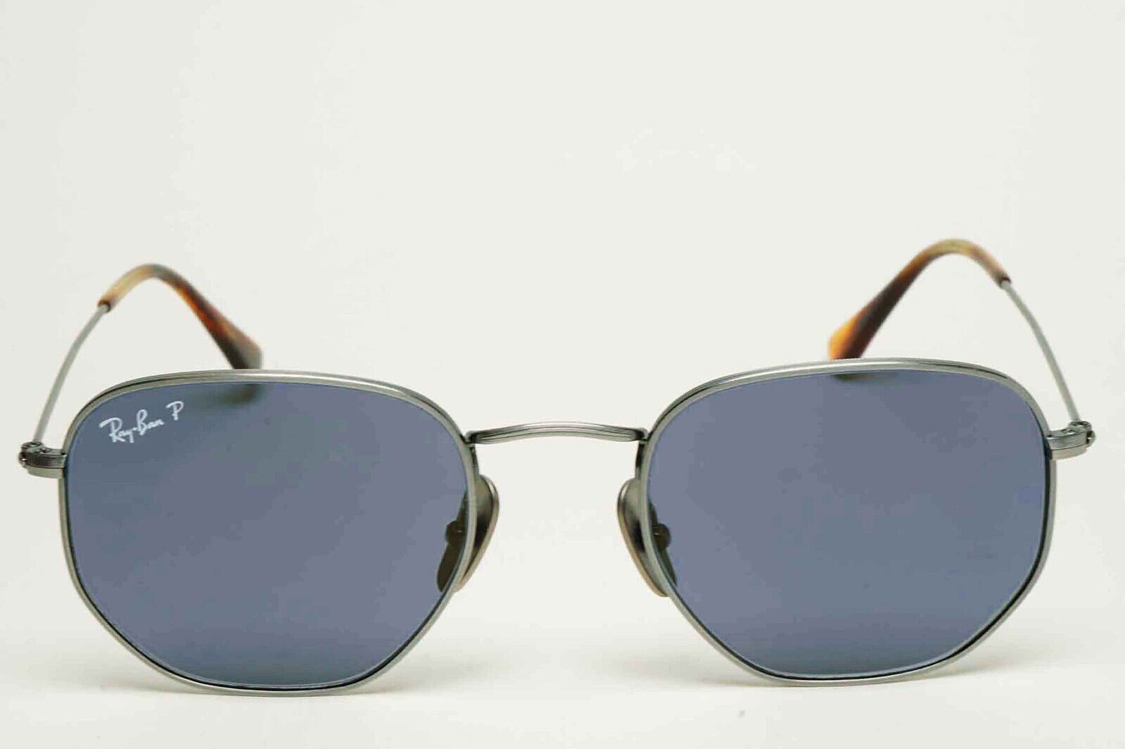 Ray-Ban Sunglasses Hexagonal Titanium Polarised Grey Blue RB 8148 9208/T0 51mm