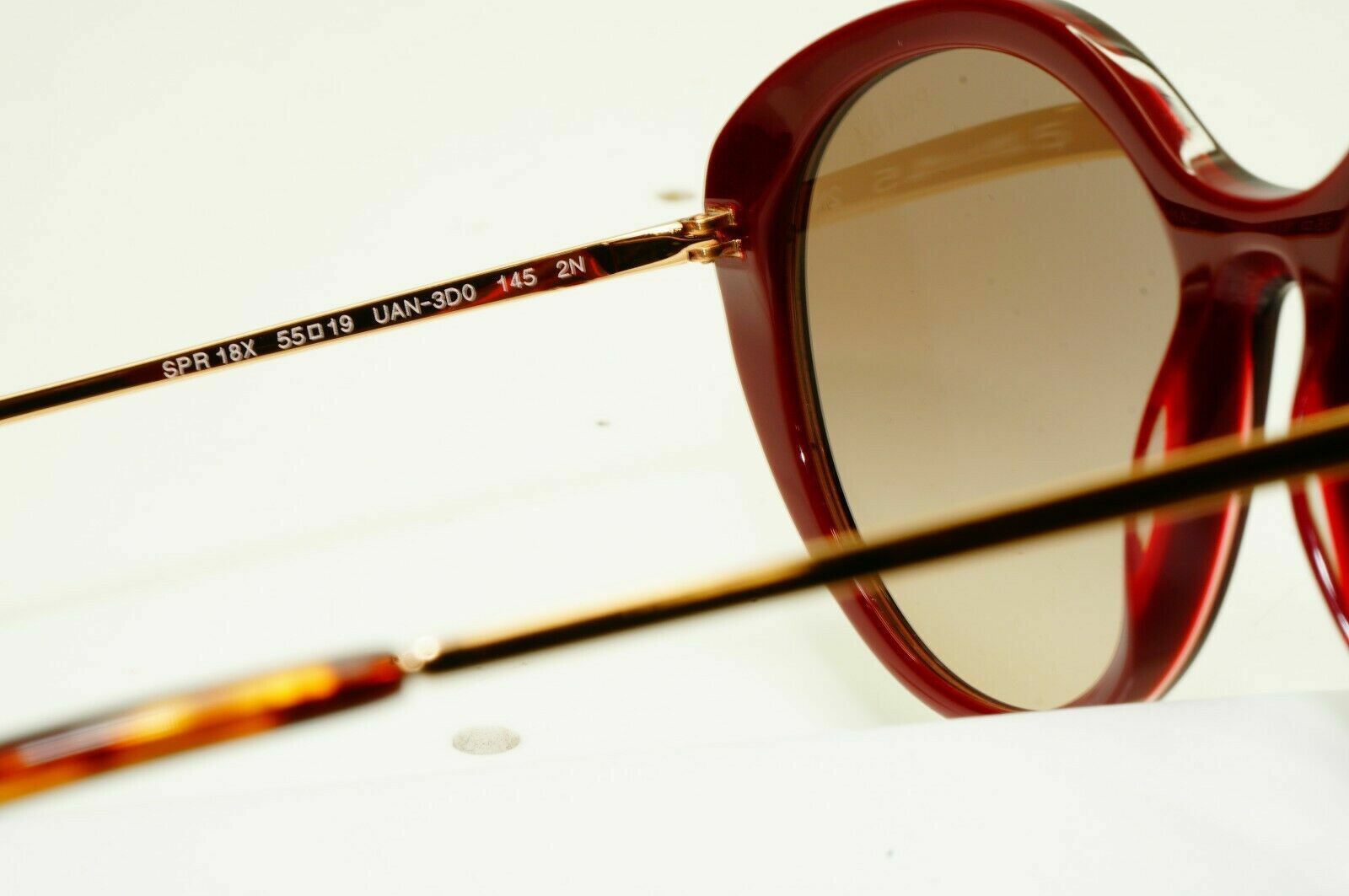 Prada Red Gold Sunglasses Burgundy Bordo Maroon Large Oversized SPR 18X UAN-3D0