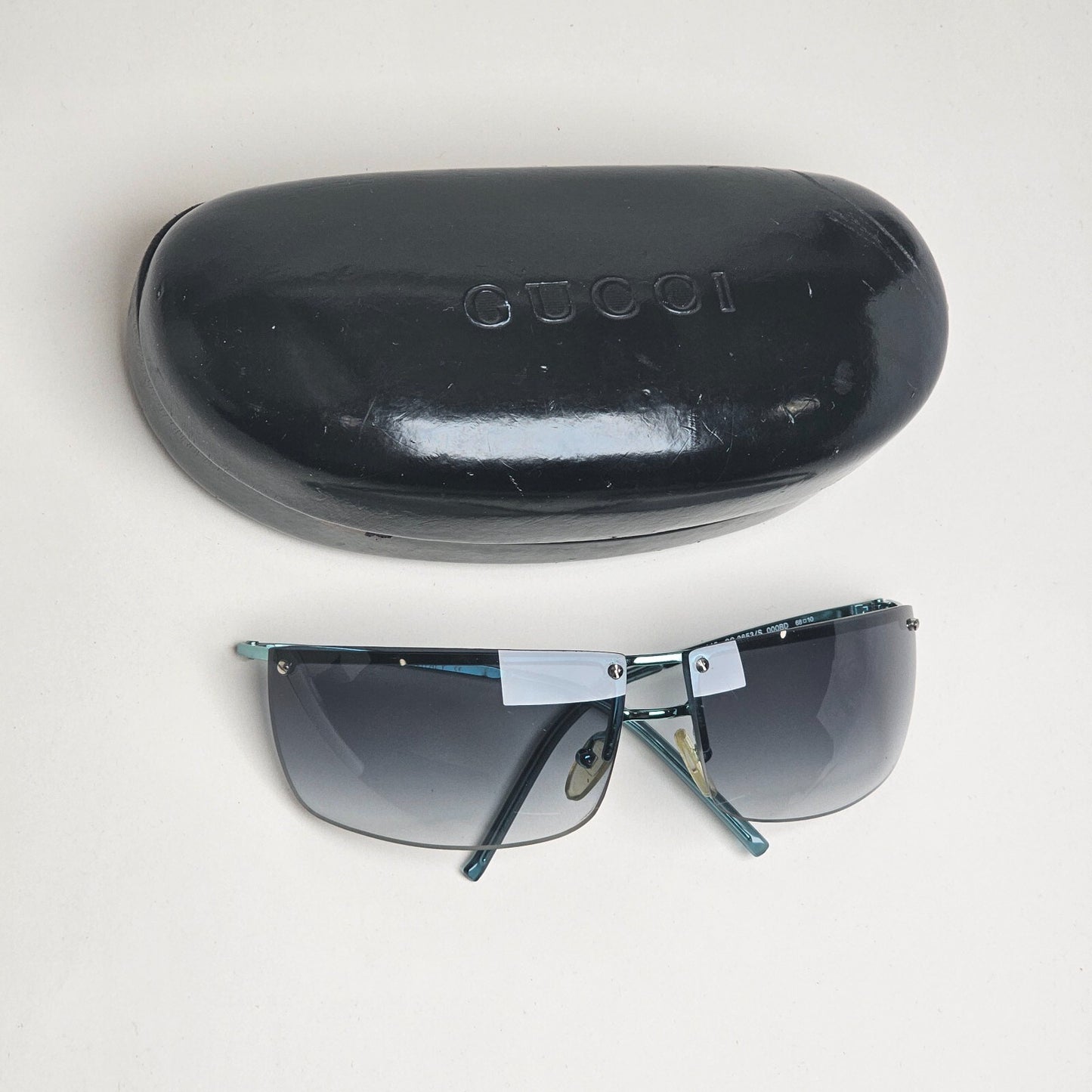 Gucci Sunglasses 2003 Vintage Wrap Teal Blue Rimless GG 2653/S 000BD 070325