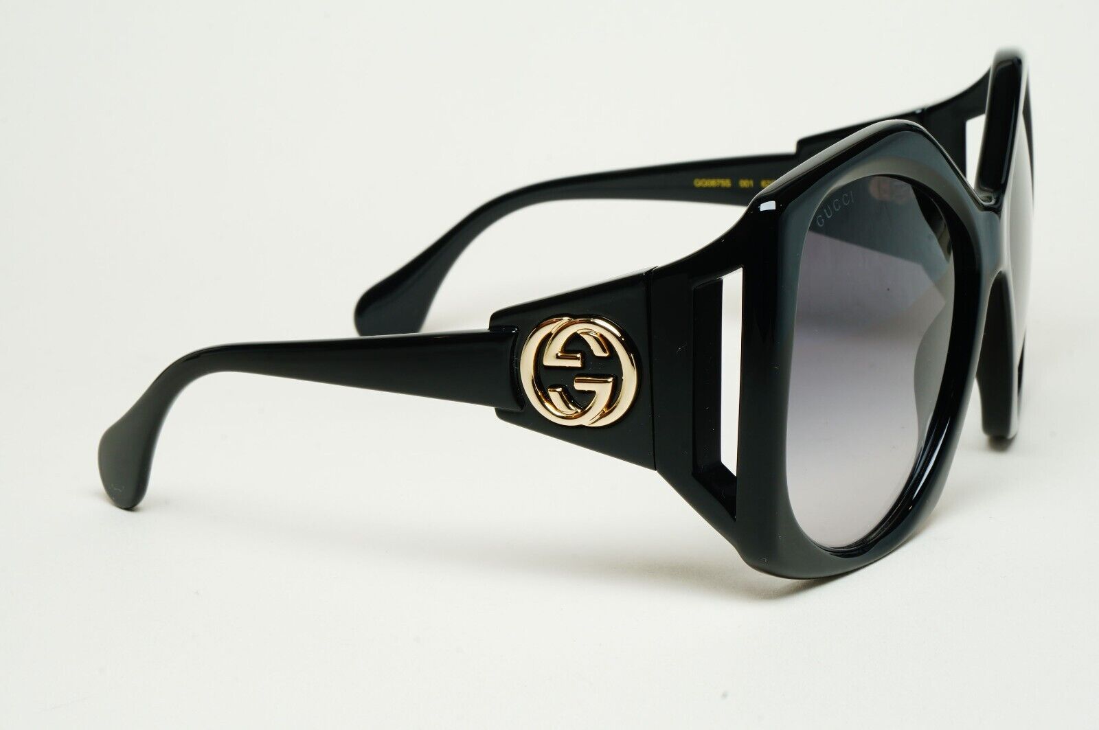 Gucci Sunglasses 2021 Oversized Black Grey Gold Large Square GG0875S 001 070125