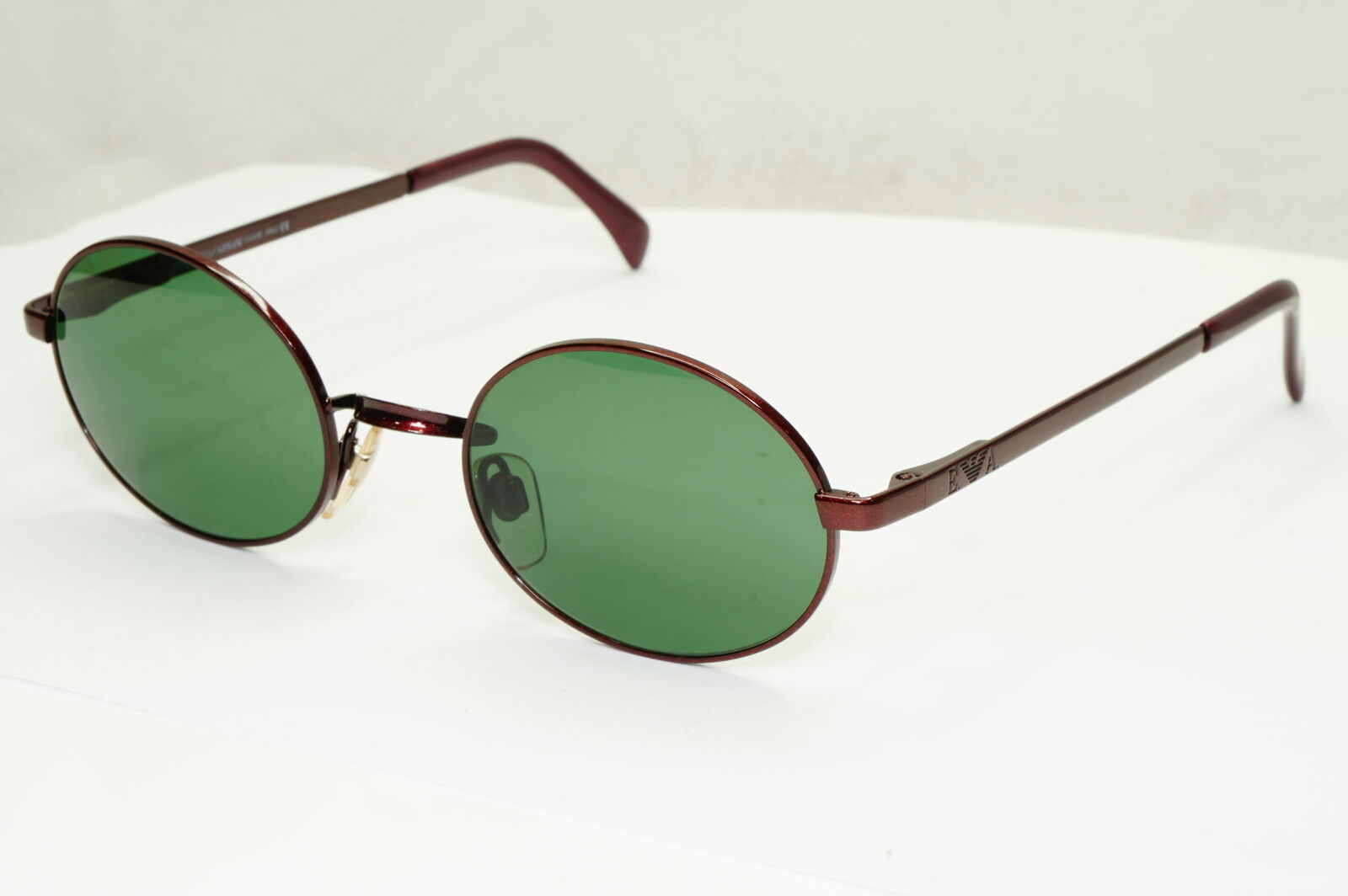 Emporio Armani Sunglasses 1997 Vintage Oval Red Burgundy Metallic 076-S 1073