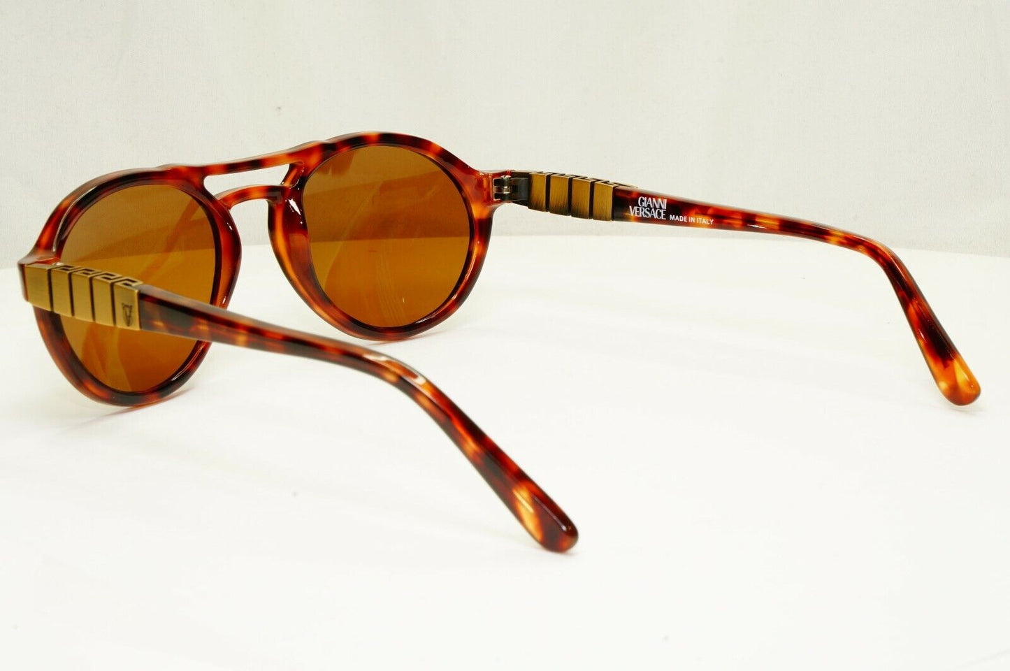 Gianni Versace 1996 Mens Vintage Brown Gold Sunglasses Meander MOD 535 COL 806