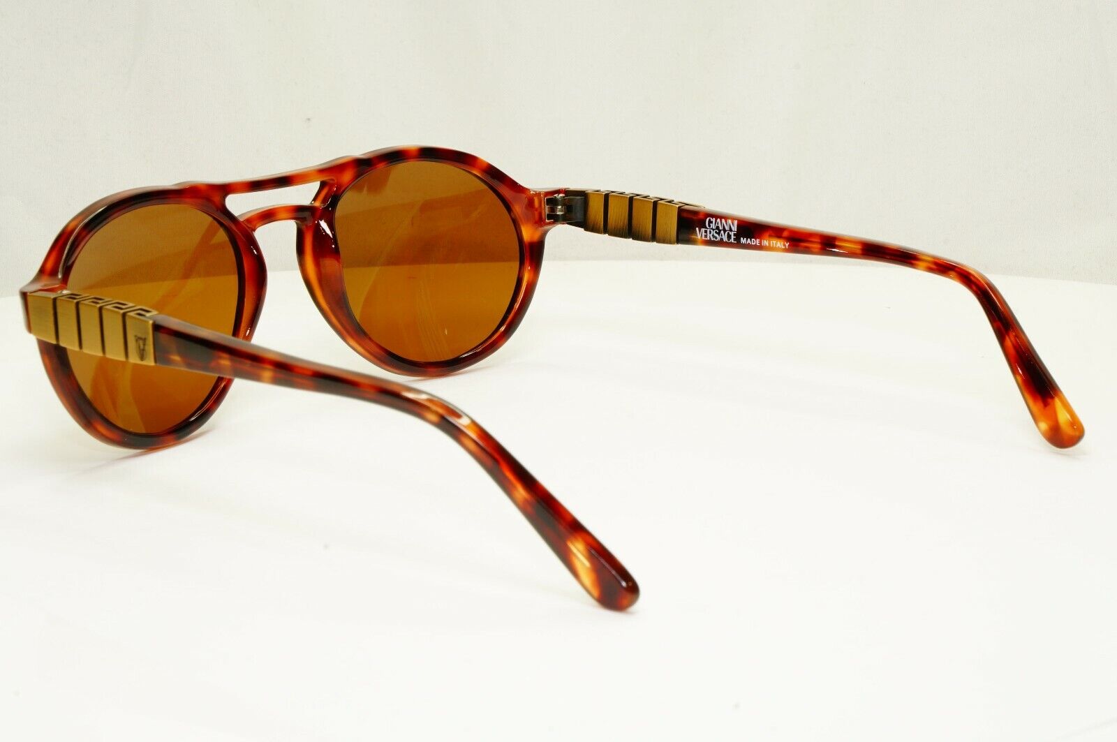 Gianni Versace 1996 Mens Vintage Brown Gold Sunglasses Meander MOD 535 COL 806