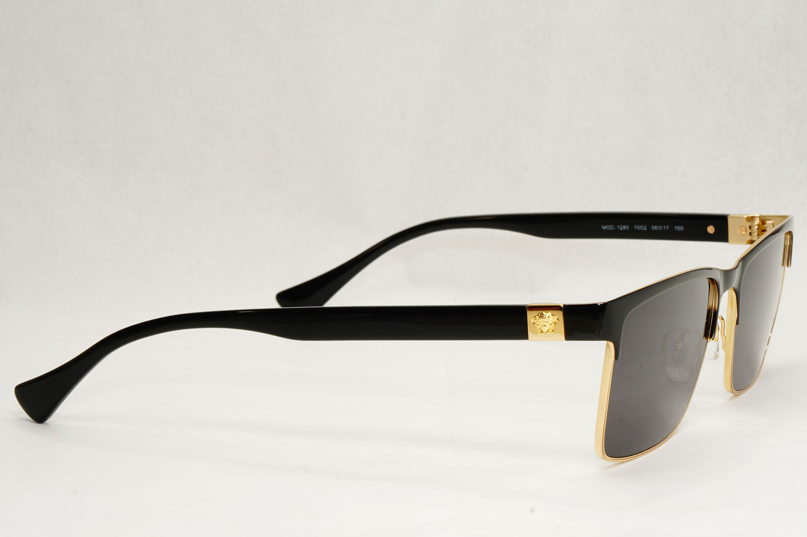 Versace Sunglasses Black Gold Square Metal Rectangle MOD VE 1285 1002 56mm