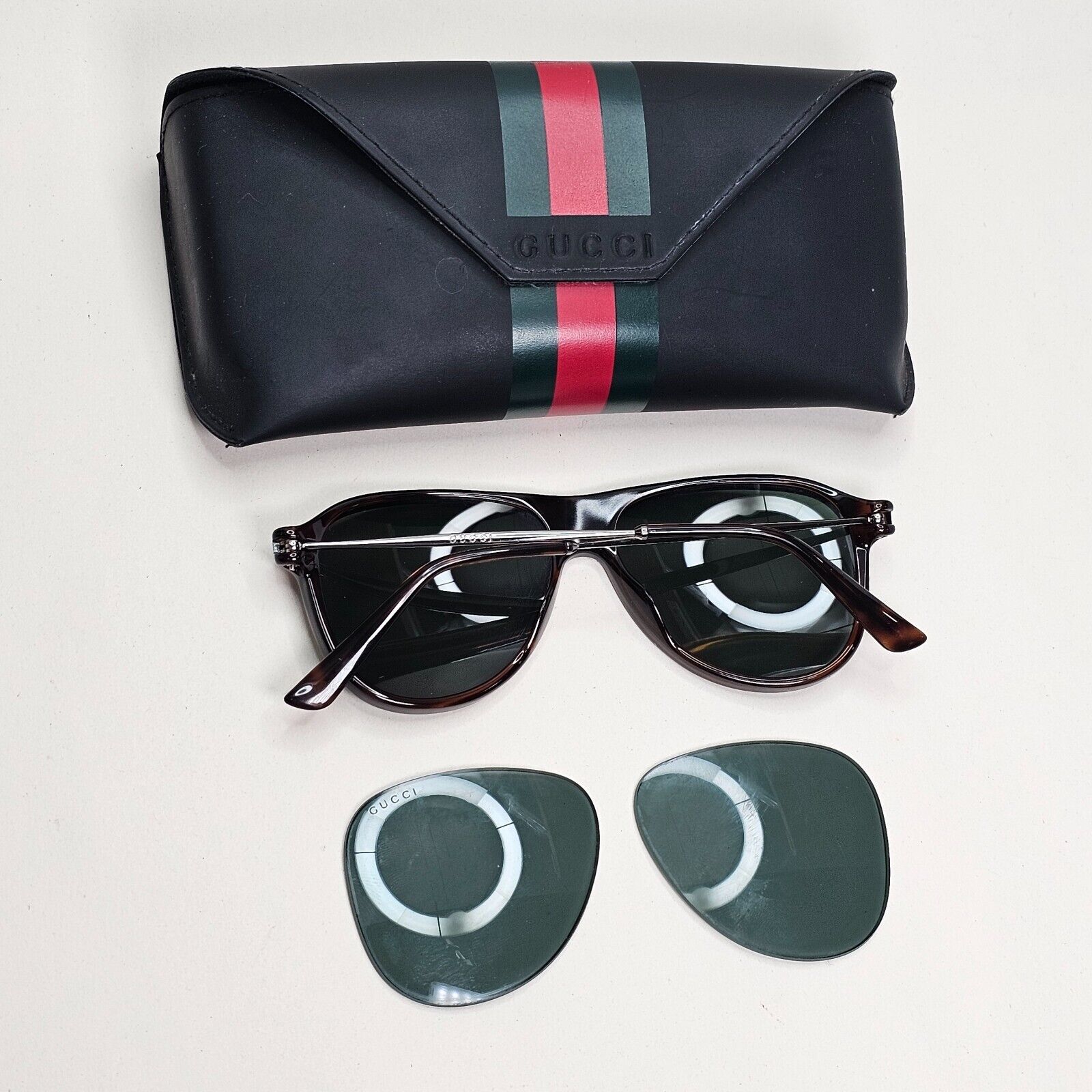 Gucci Sunglasses 2012 Vintage Brown Tortoise Green Square GG 1058/S 3MA5L 081124