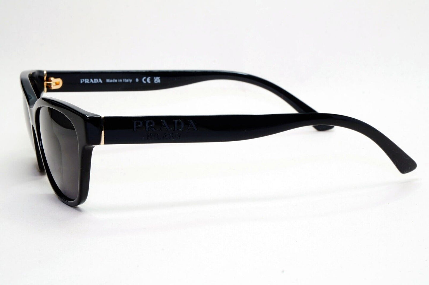 Prada Sunglasses Black Glossy Cat Eye Womens PR03WV VPR 03W 1AB-1O1 53mm