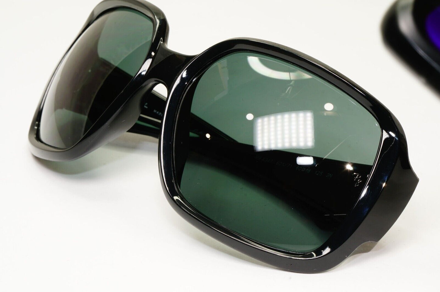 Ray-Ban Sunglasses Square Oversized Black Dark Green Powderhorn RB 4347 601/71