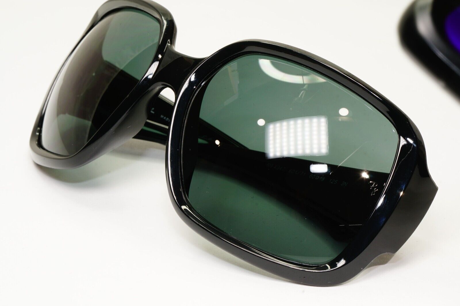 Ray-Ban Sunglasses Square Oversized Black Dark Green Powderhorn RB 4347 601/71
