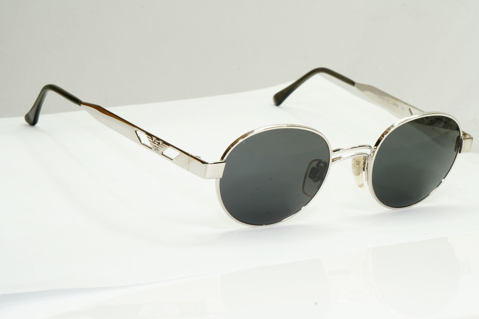Emporio Armani Sunglasses 1997 Vintage Silver Round Black Eagle Metal 023-S 707