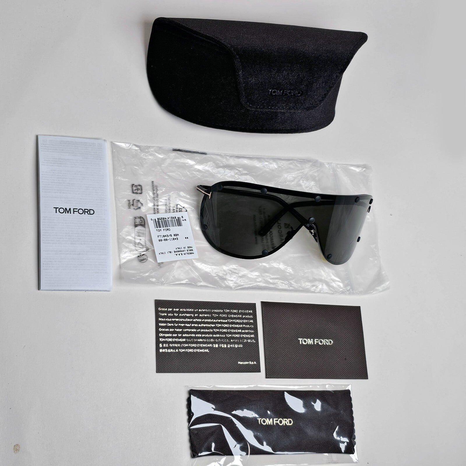 Tom Ford Sunglasses Kyler Black Grey Gold Shield Visor FT1043 TF 1043 02A [a]