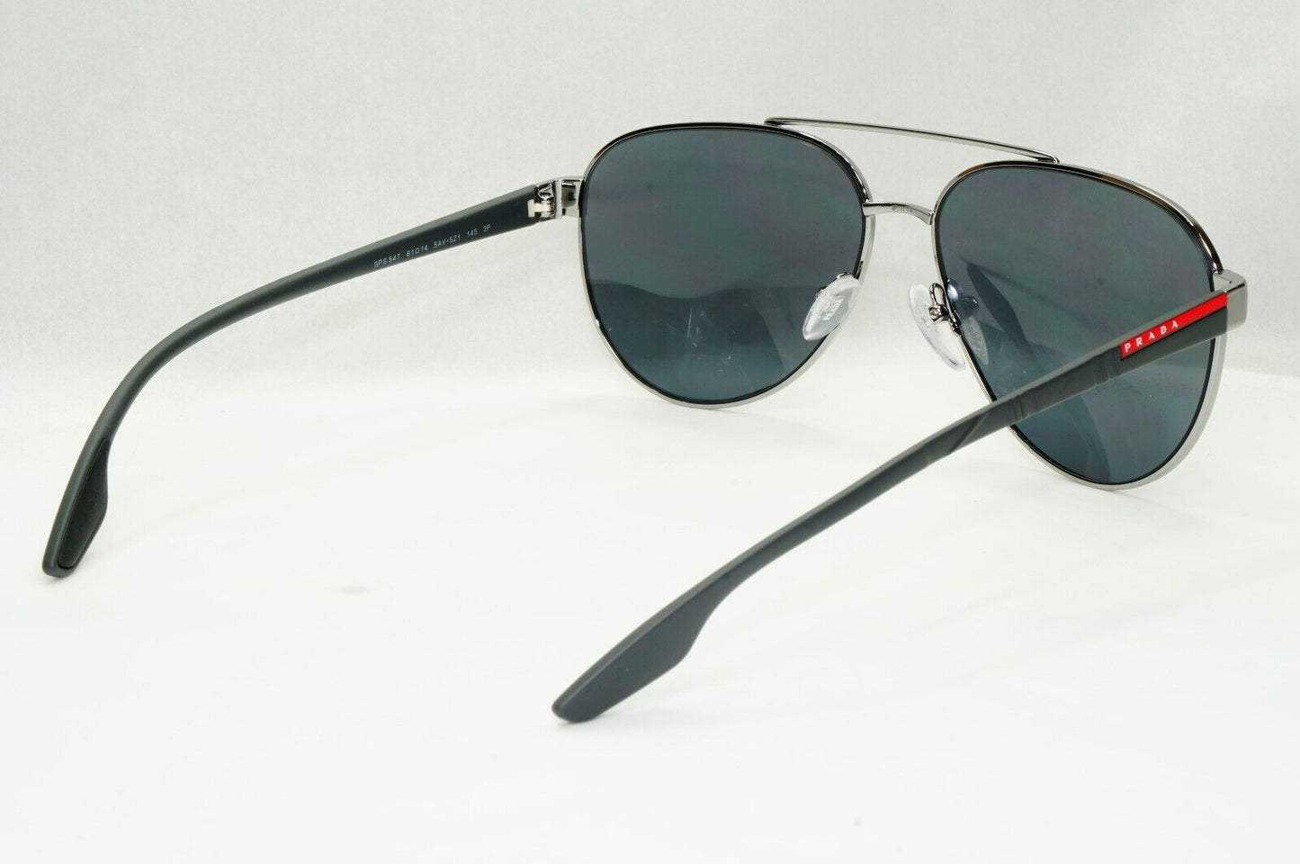 Prada Sunglasses Polarized Gunmetal Grey Metal Pilot PS54TS SPS 54T 5AV-5Z1