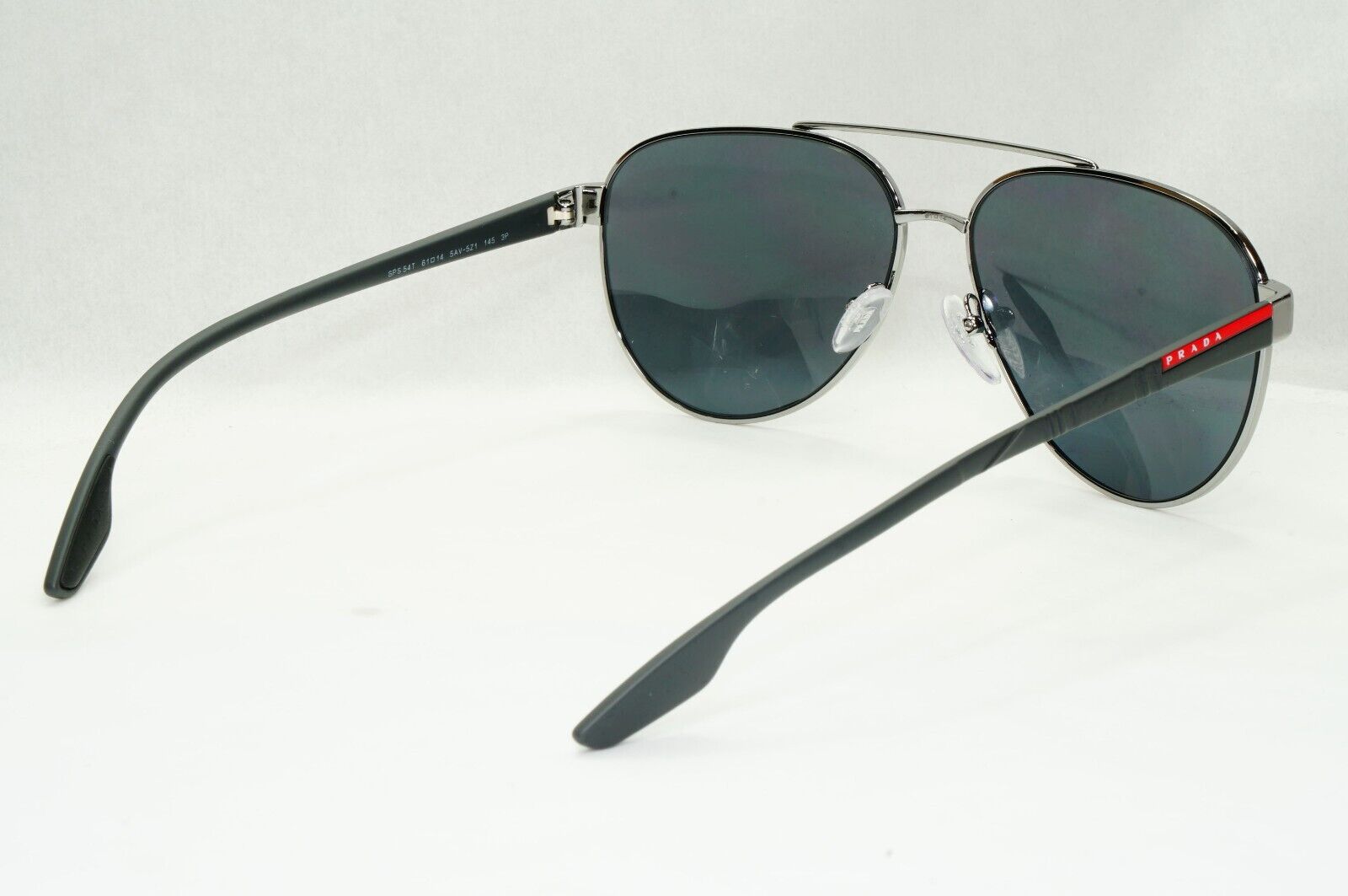 Prada Sunglasses Polarized Gunmetal Grey Metal Pilot PS54TS SPS 54T 5AV-5Z1