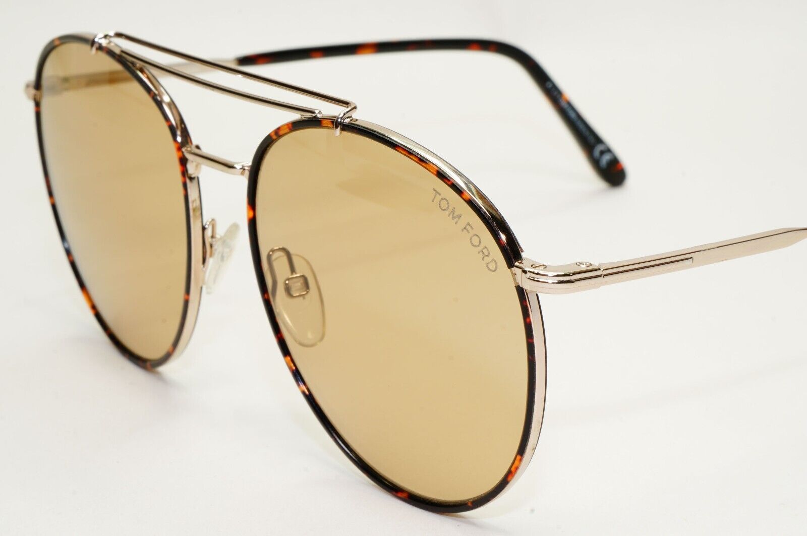 Tom Ford Sunglasses Wesley Gold Brown Tortoise Rims Round Pilot FT0694 TF694 28E
