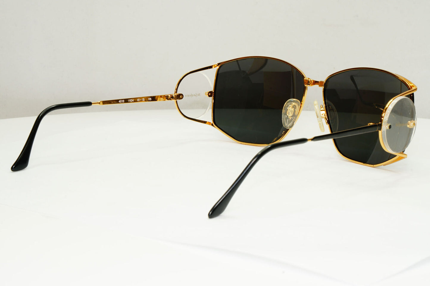 YSL 1988 Sunglasses Vintage Yves Saint Laurent Side Window Black Gold 4013 Y104