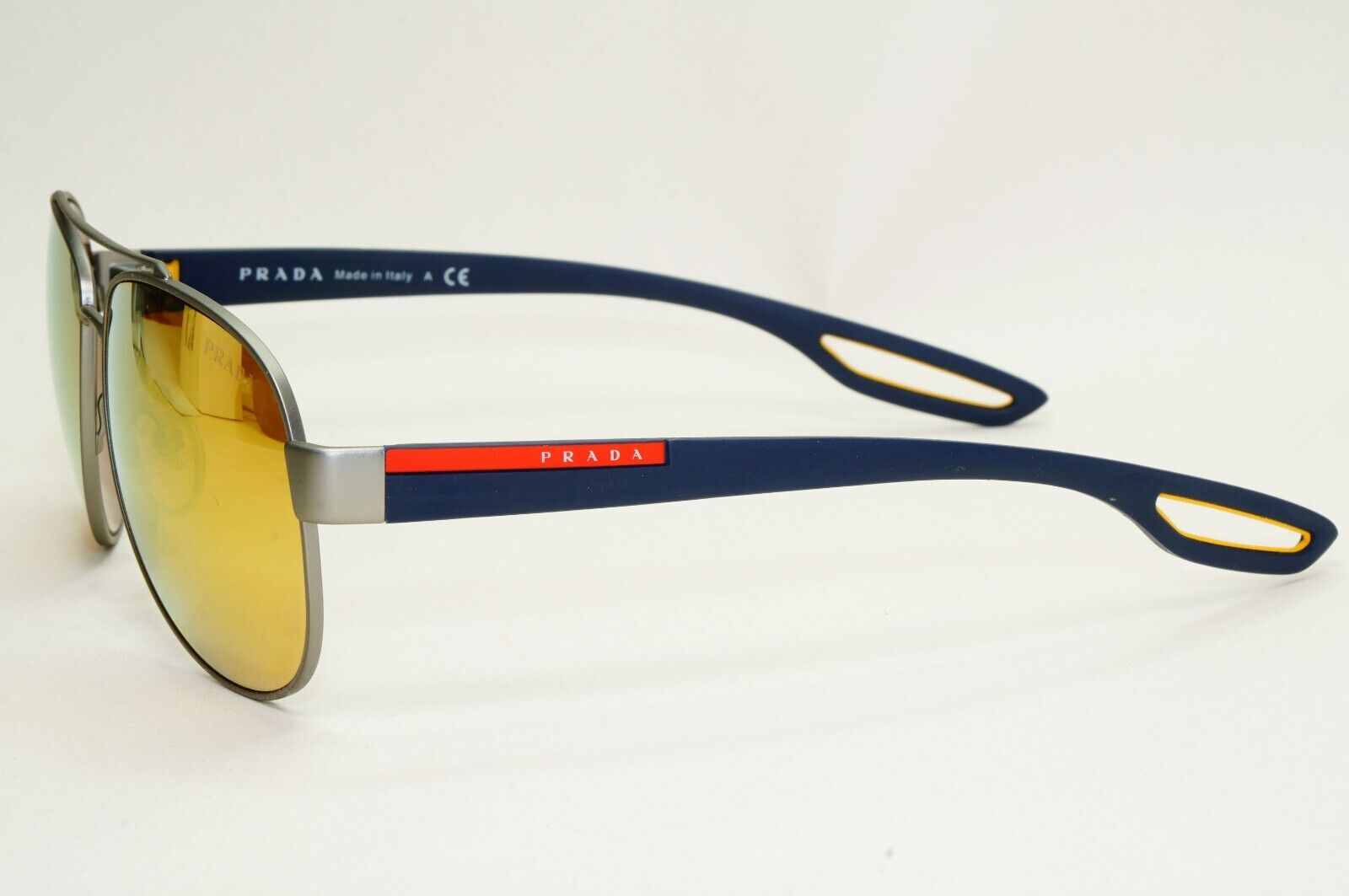 Prada Sunglasses Gold Mirror Pilot Dark Blue PS55QS SPS 55Q DG1-5N0 59mm 260724