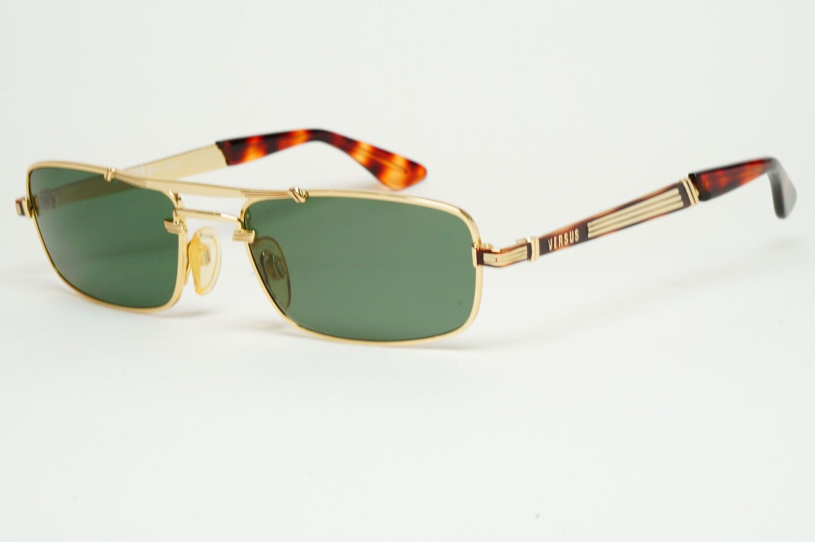 Versus Sunglasses 1996 by Gianni Versace Vintage Rectangle Green MOD F06 COL 32M