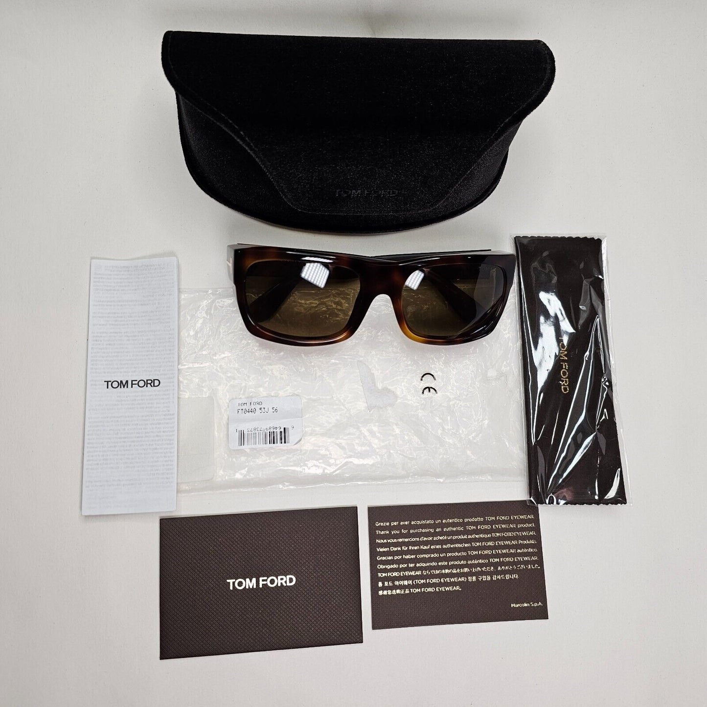 Tom Ford Sunglasses Toby Dark Brown Havana Square Acetate FT0440 TF 440 53J