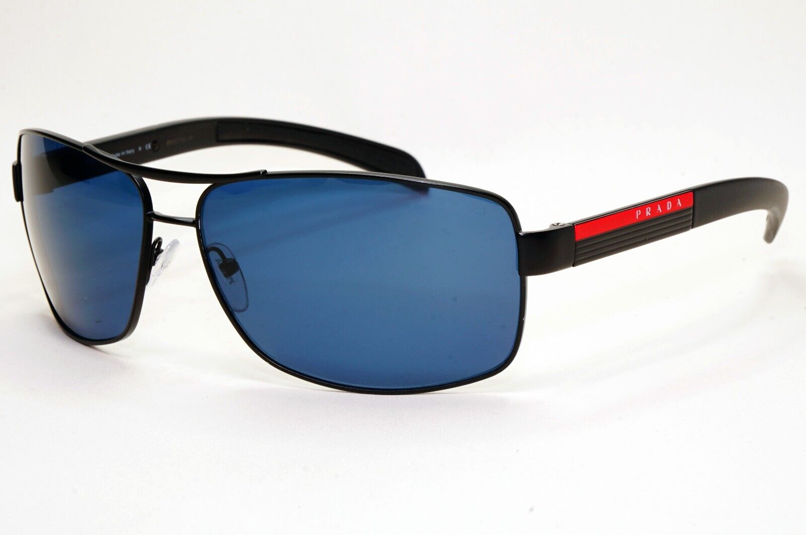 Prada Sunglasses Black Matte Blue Wrap Navigator PS54IS SPS 54I 1BO-1A1 210924
