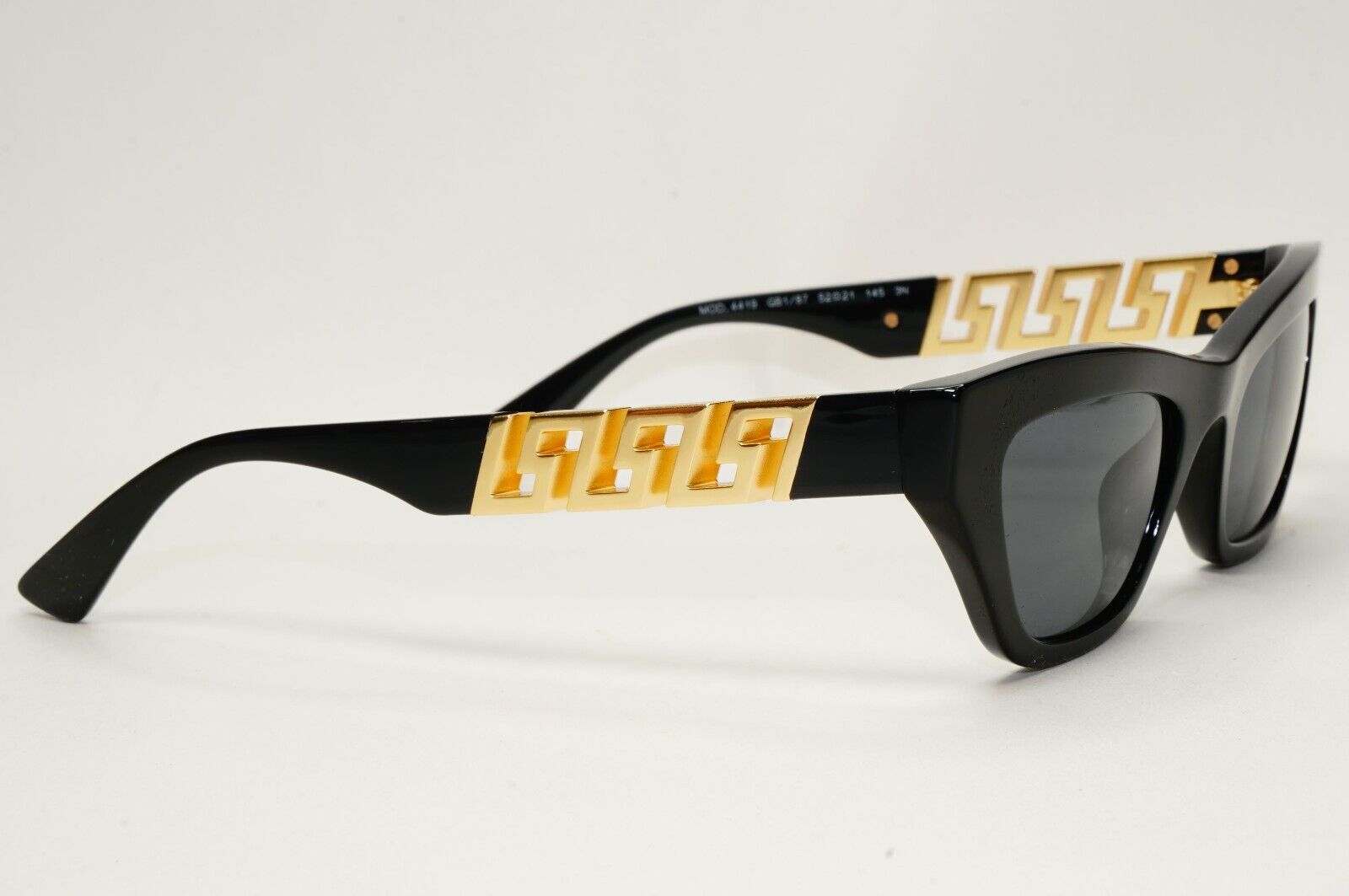 Versace Sunglasses Black Gold Greca Meander Rectangle MOD VE 4419 GB1/87 52mm