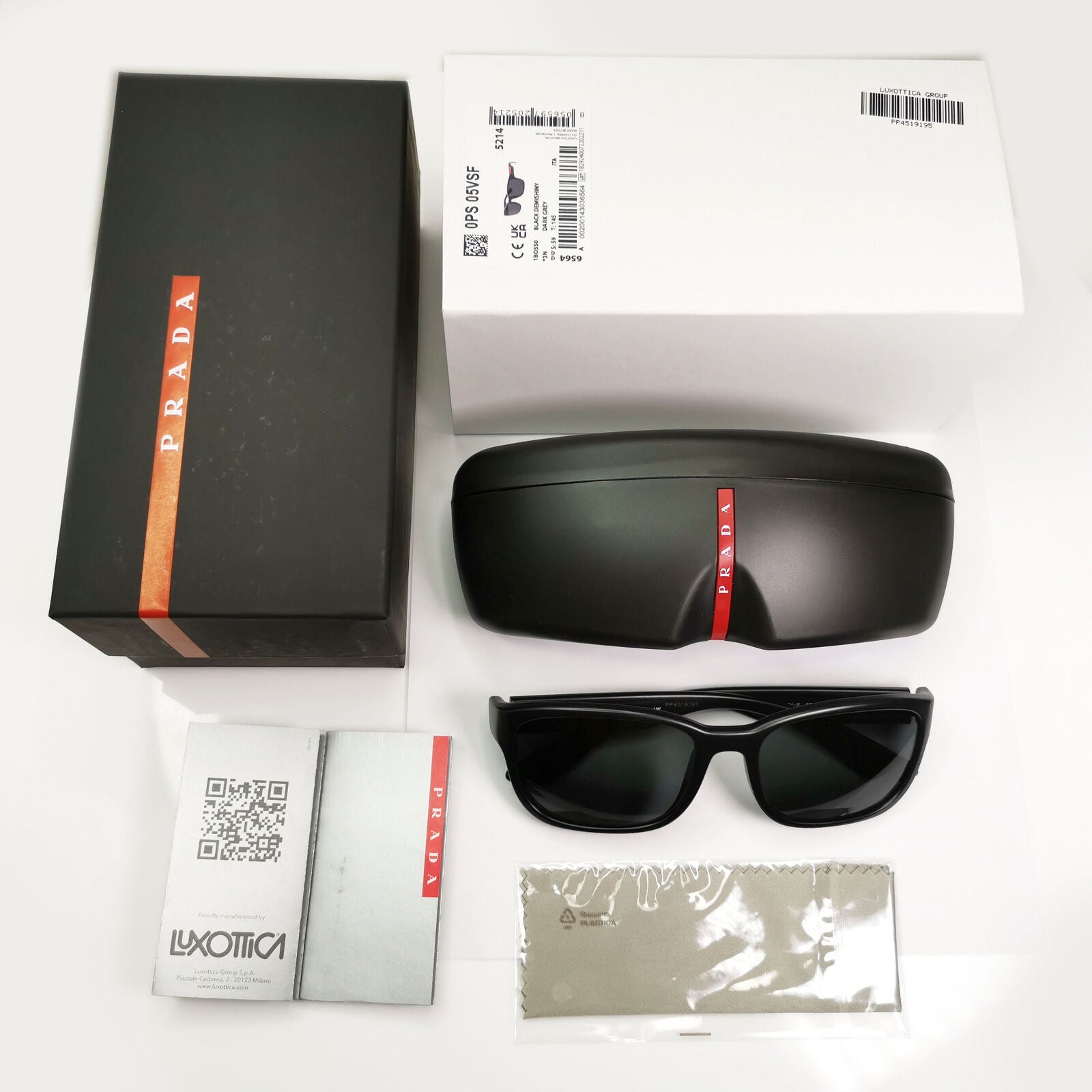 Prada Sunglasses Black Demishiny Square Sport PS05VS SPS 05V-F 1BO-5S0 59mm