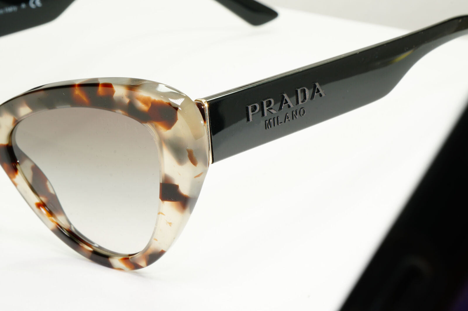 Prada Marble Brown Sunglasses Milano Havana Grey Cat Eye PR13YS SPR 13Y UAO-0A7