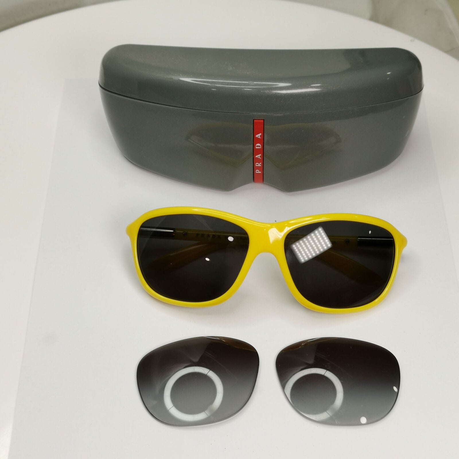 Prada 2011 Sunglasses Black Yellow Square Wrap PR08MS SPR 08M GKD-3M1 240123