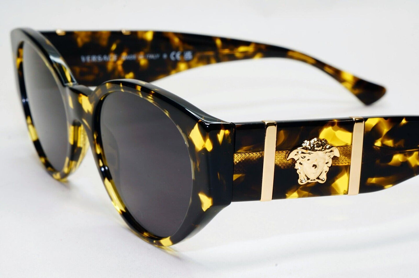 Versace Sunglasses Brown Black Gold Havana Marble Medusa MOD VE 3345 5428 52mm