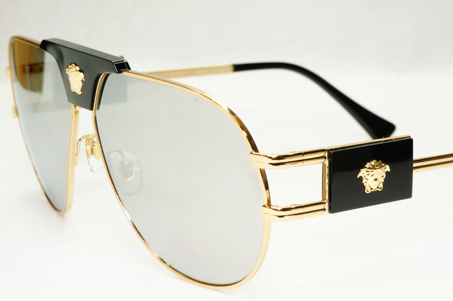 Versace Sunglasses Gold Silver Mirror Metal Pilot Large MOD VE 2252 1002/6G