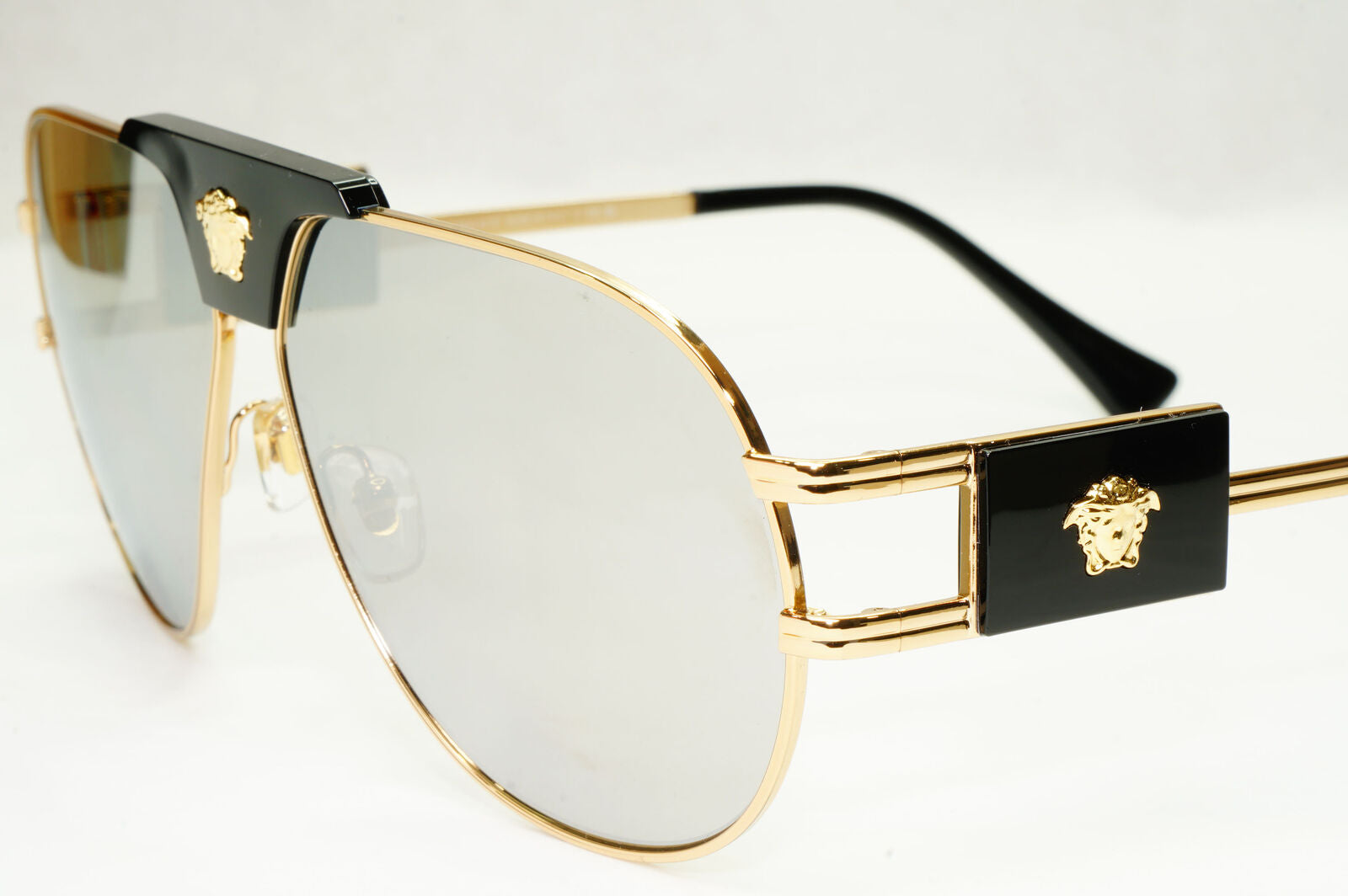 Versace Sunglasses Gold Silver Mirror Metal Pilot Large MOD VE 2252 1002/6G
