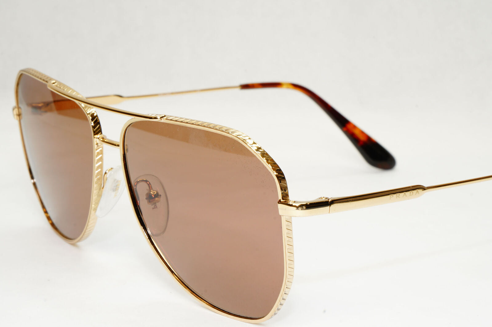 Prada Sunglasses Glass Lens Gold Brown Pilot Metal PR63XS SPR 63X 5AK-05D 58mm