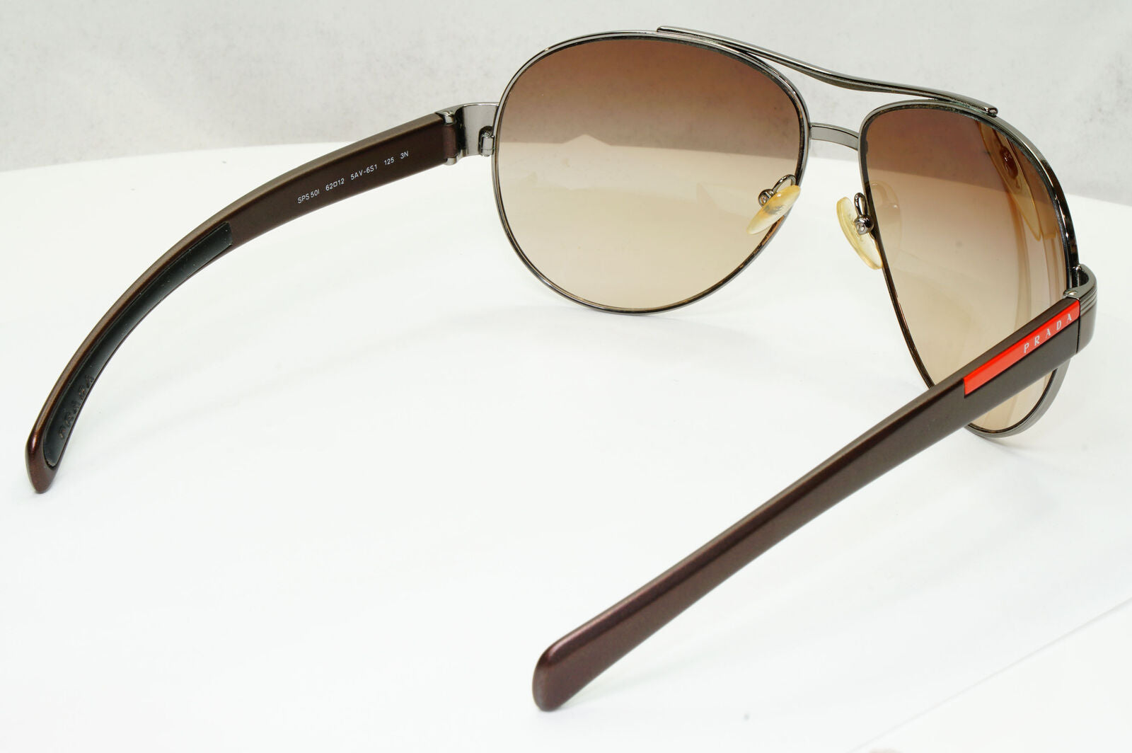 Prada Sunglasses Brown Pilot Red Stripe PS50IS SPS 50I 5AV-6S1 62mm 280323