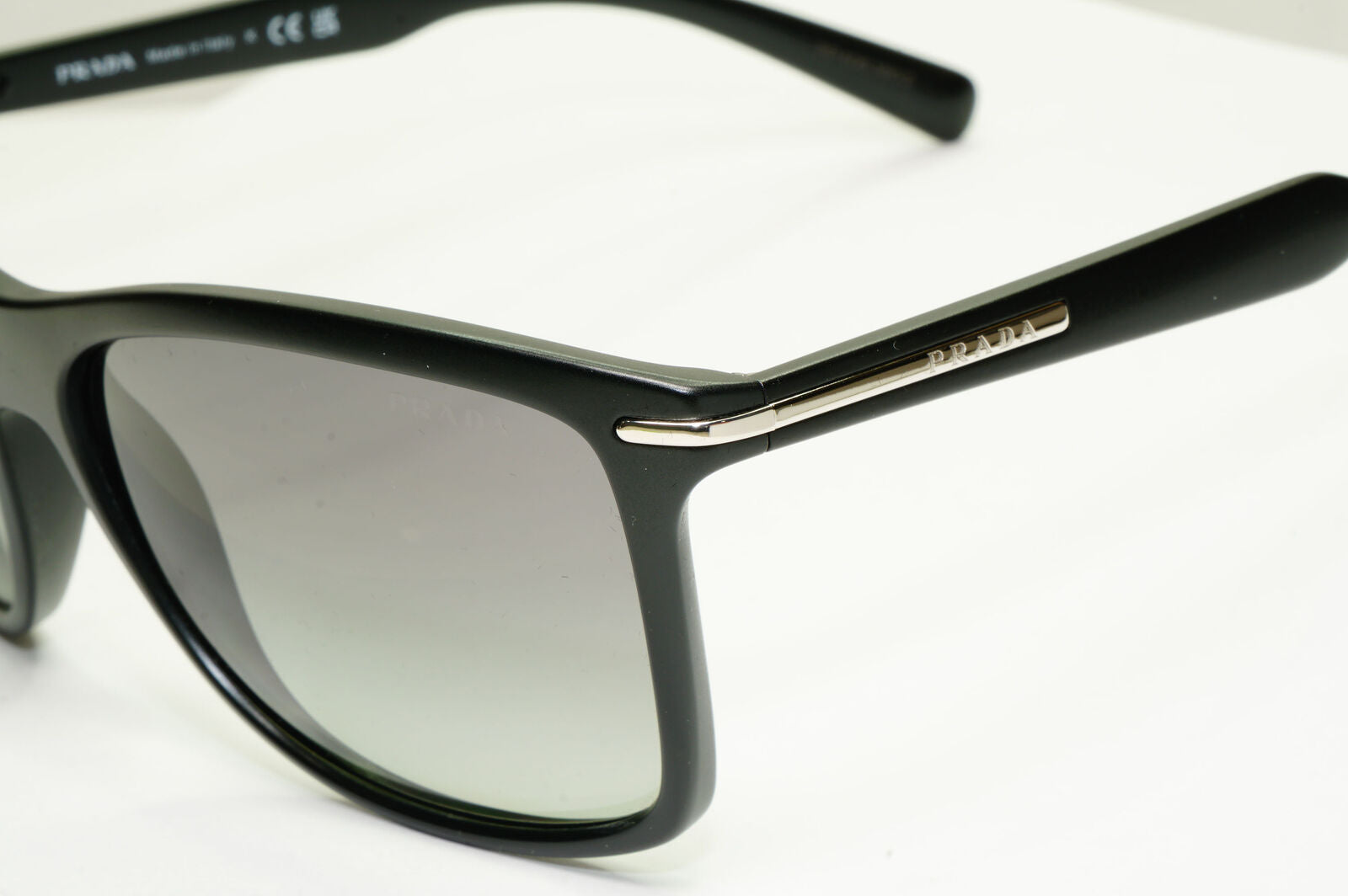 Prada Sunglasses Black Gradient Smoke Square Silver PR10OS SPR 10O 1BO-3M1