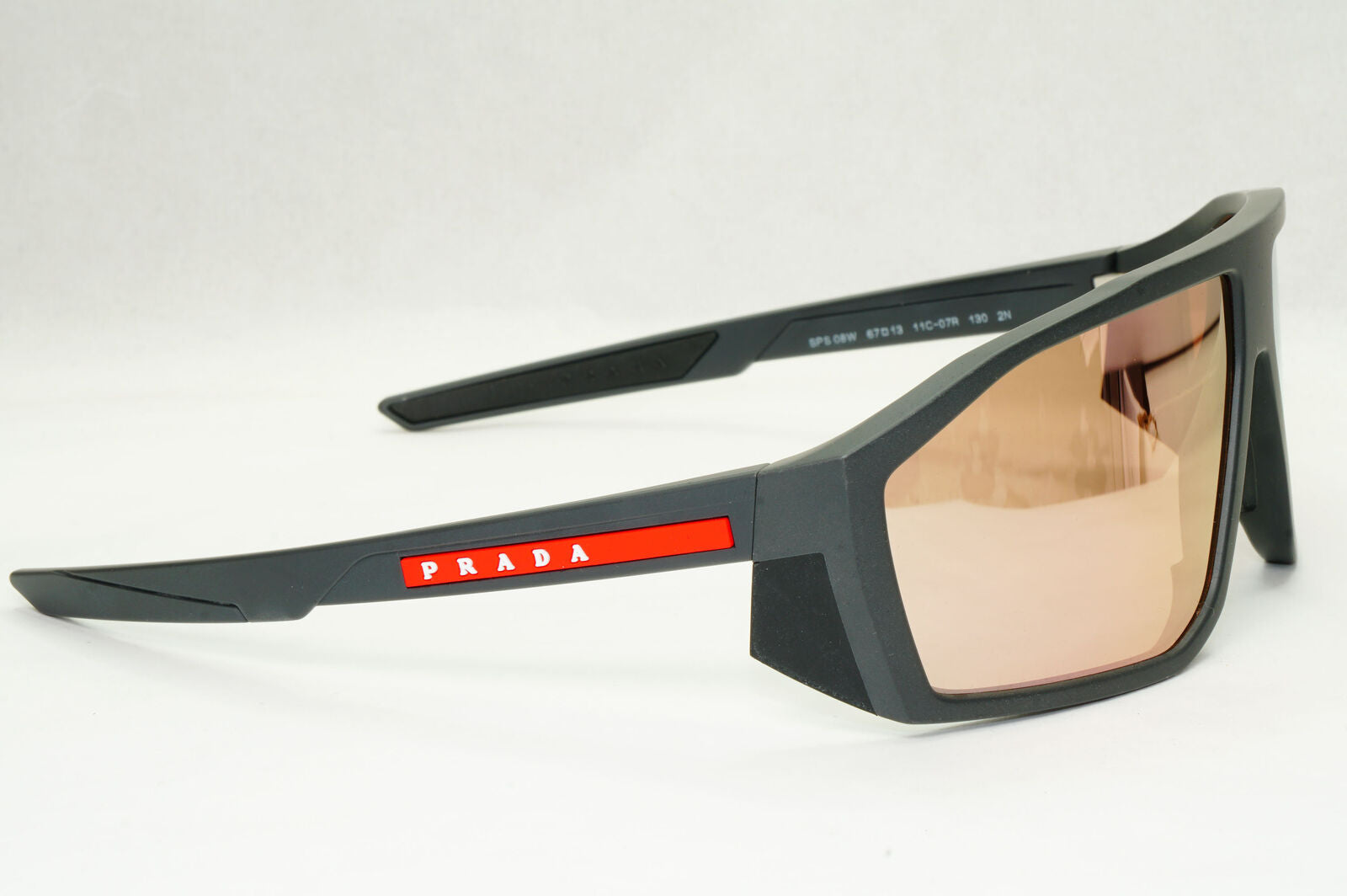 Prada Sunglasses Rose Gold Mirror Grey Rubber Wrap PS08WS SPS 08W 11C-07R