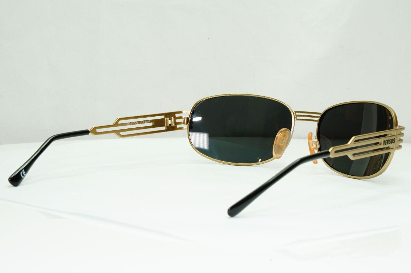 Versus 1996 by Gianni Versace Vintage Gold Black Sunglasses MOD F36 COL 86M