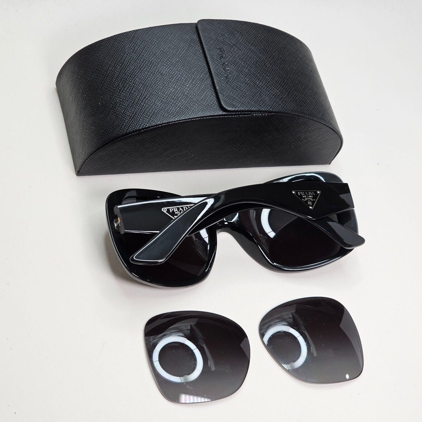 Prada Sunglasses 2013 Vintage Black Triangle Logo PR32PS SPR 32P 1AB-5W1 230924