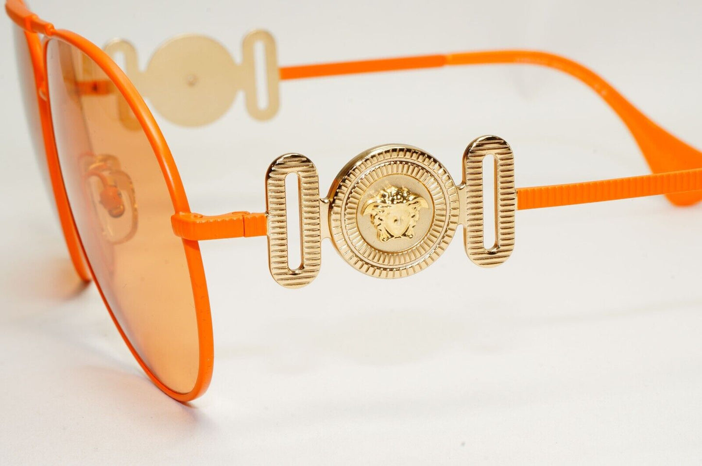 Versace Sunglasses Orange Matte Pilot Oversized Large MOD VE 2249 1485/74 65mm