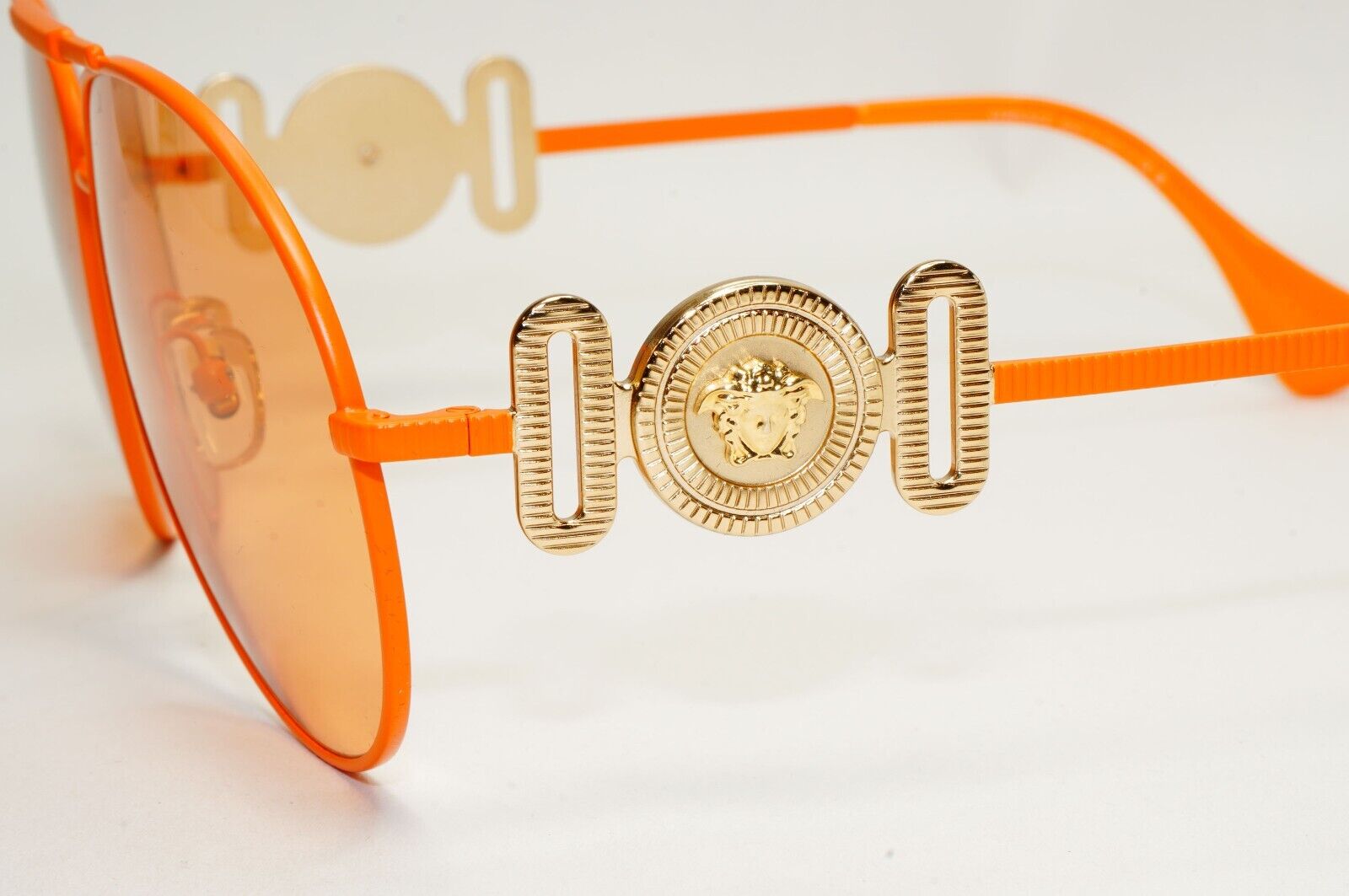 Versace Sunglasses Orange Matte Pilot Oversized Large MOD VE 2249 1485/74 65mm