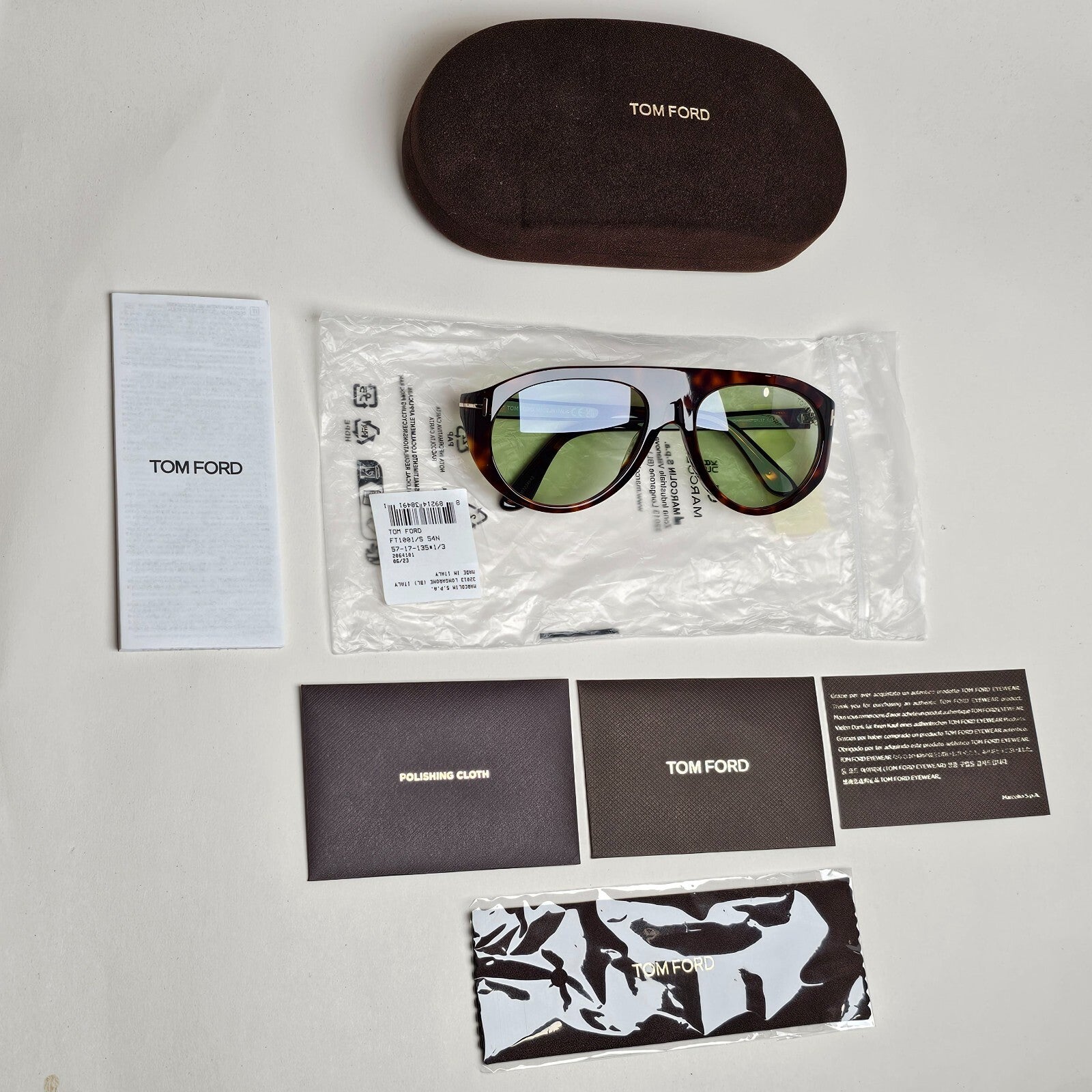Tom Ford Sunglasses Rex-02 Photochromic Green Brown Tortoise FT1001 TF 1001 54N