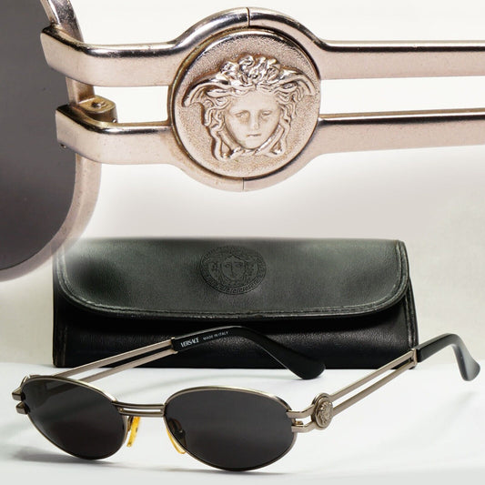 Gianni Versace Sunglasses 1995 Vintage Oval Medusa Gunmetal MOD S41 948 270324