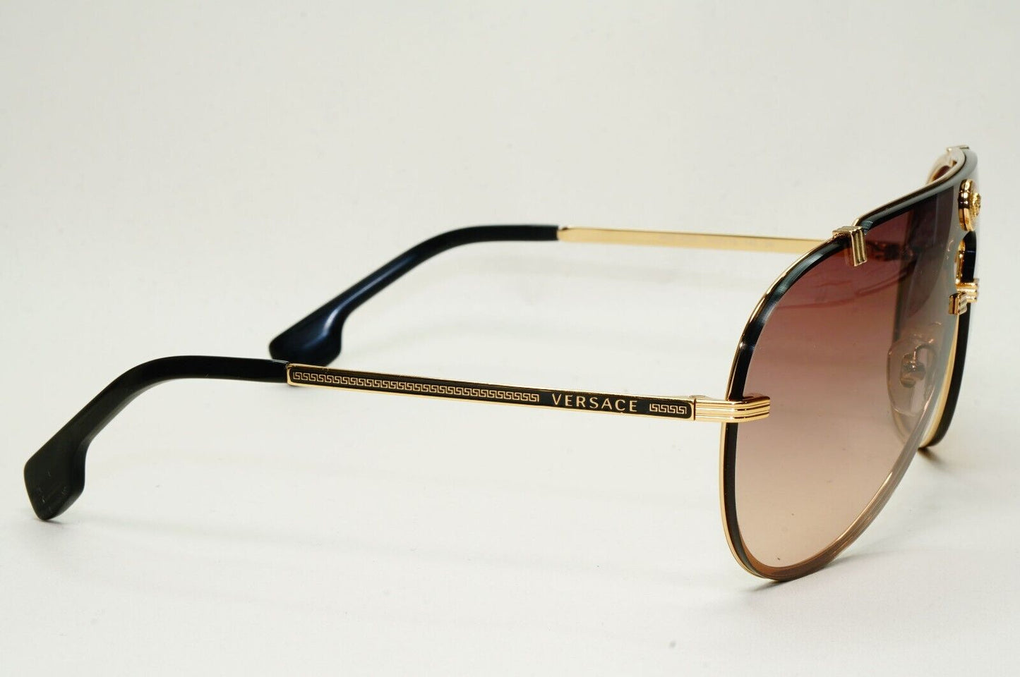 Versace Sunglasses Gold Brown Gradient Medusa Pilot Shield MOD VE 2243 1002/13