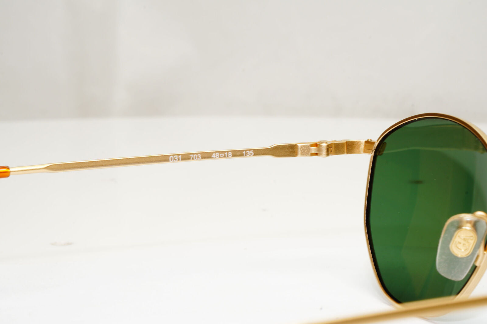 Emporio Armani Sunglasses 1997 Vintage Gold Green Metal Round 031 703 48mm B