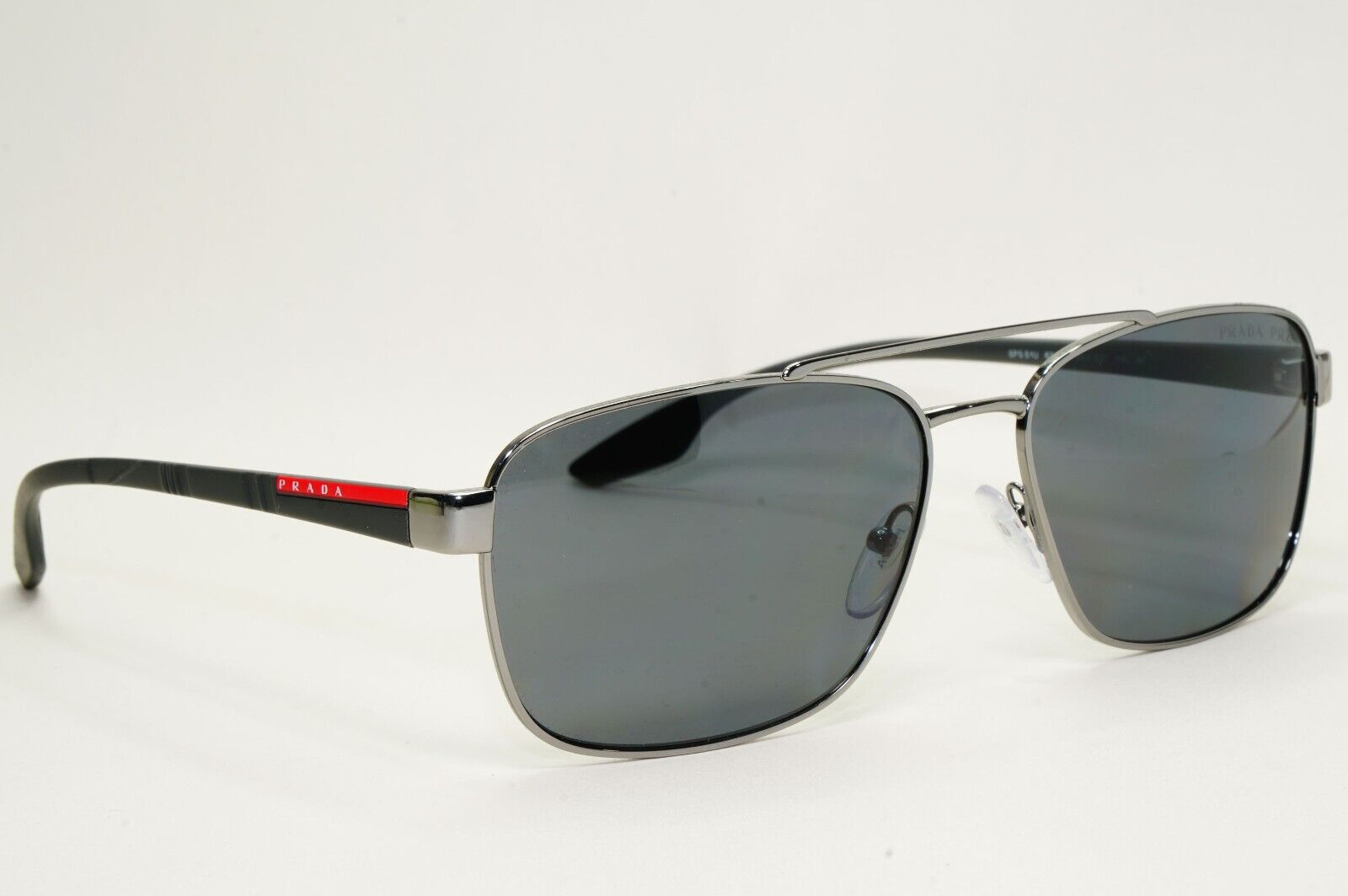 Prada Sunglasses Polarised Gunmetal Black Grey Navigator PR51US SPR 51U 5AV-5Z1