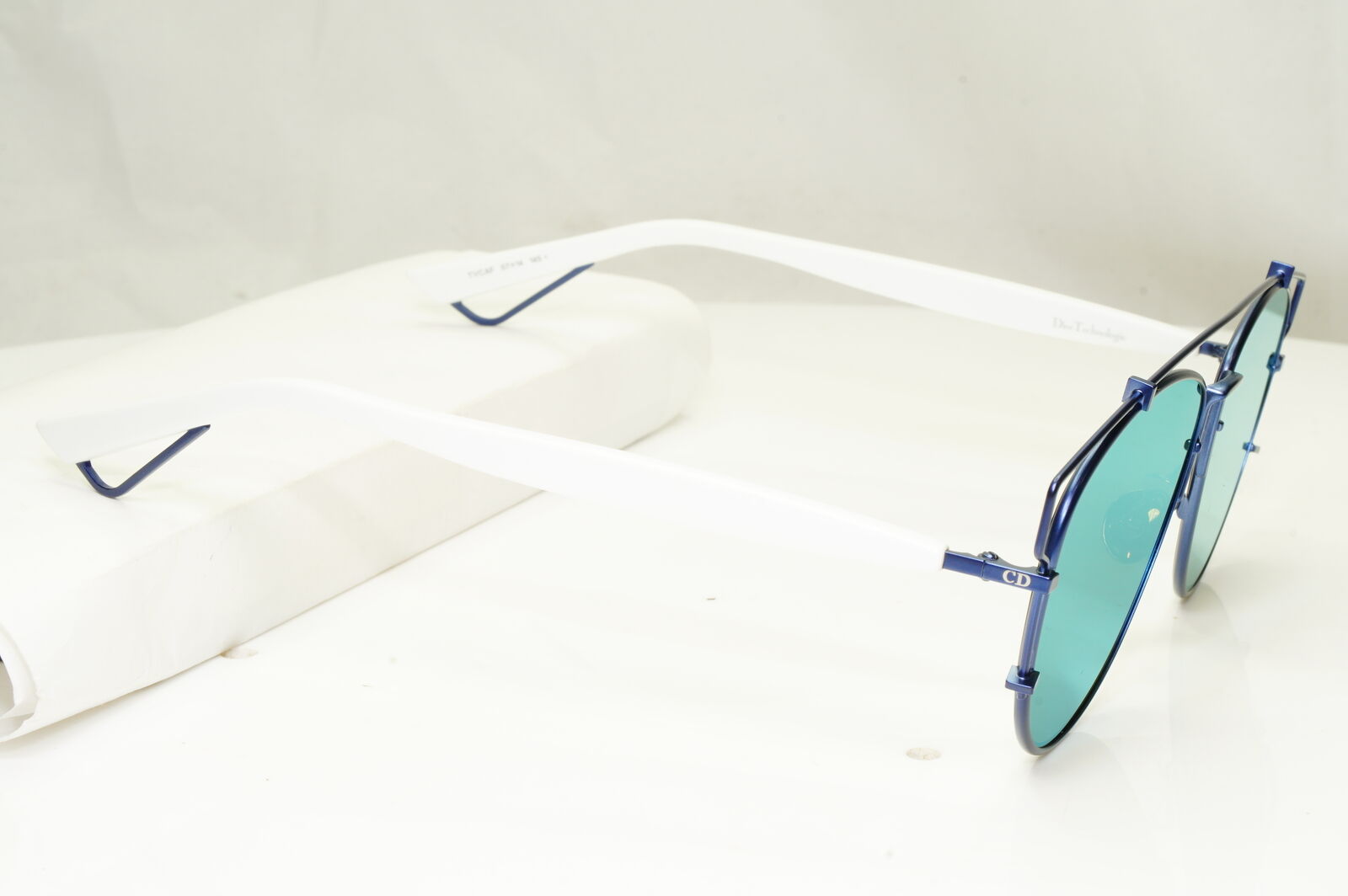 Authentic Dior Womens Sunglasses Flat Green Blue White Mirror Technologic TVCAF