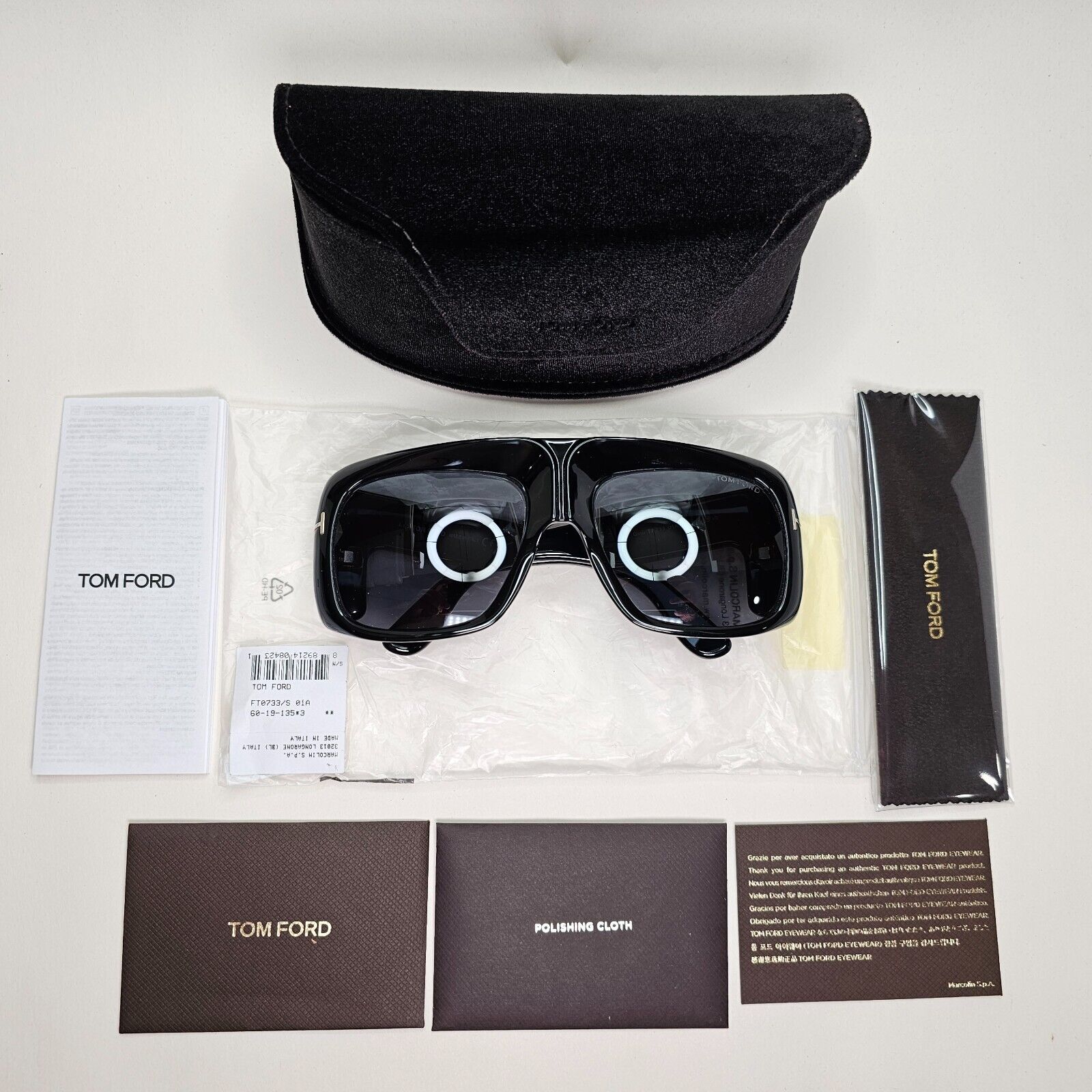 Tom Ford Sunglasses Gino Black Grey Square Oversized Large Heavy TF 733 01A